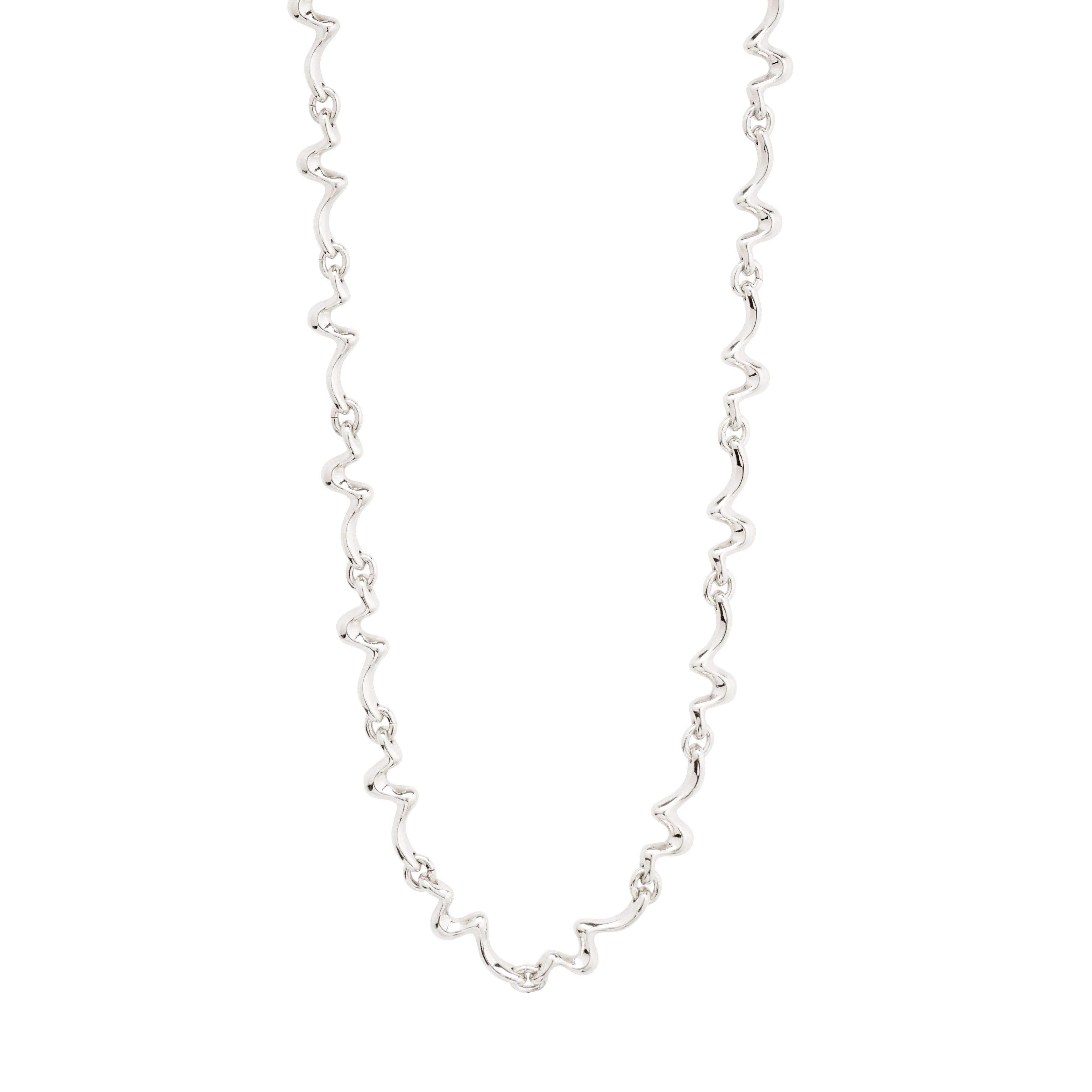 PENELOPE necklace, silver-plated with wavy design, 38 cm length plus 9 cm extension, crafted from 99% recycled material, offering a stylish and versatile look.