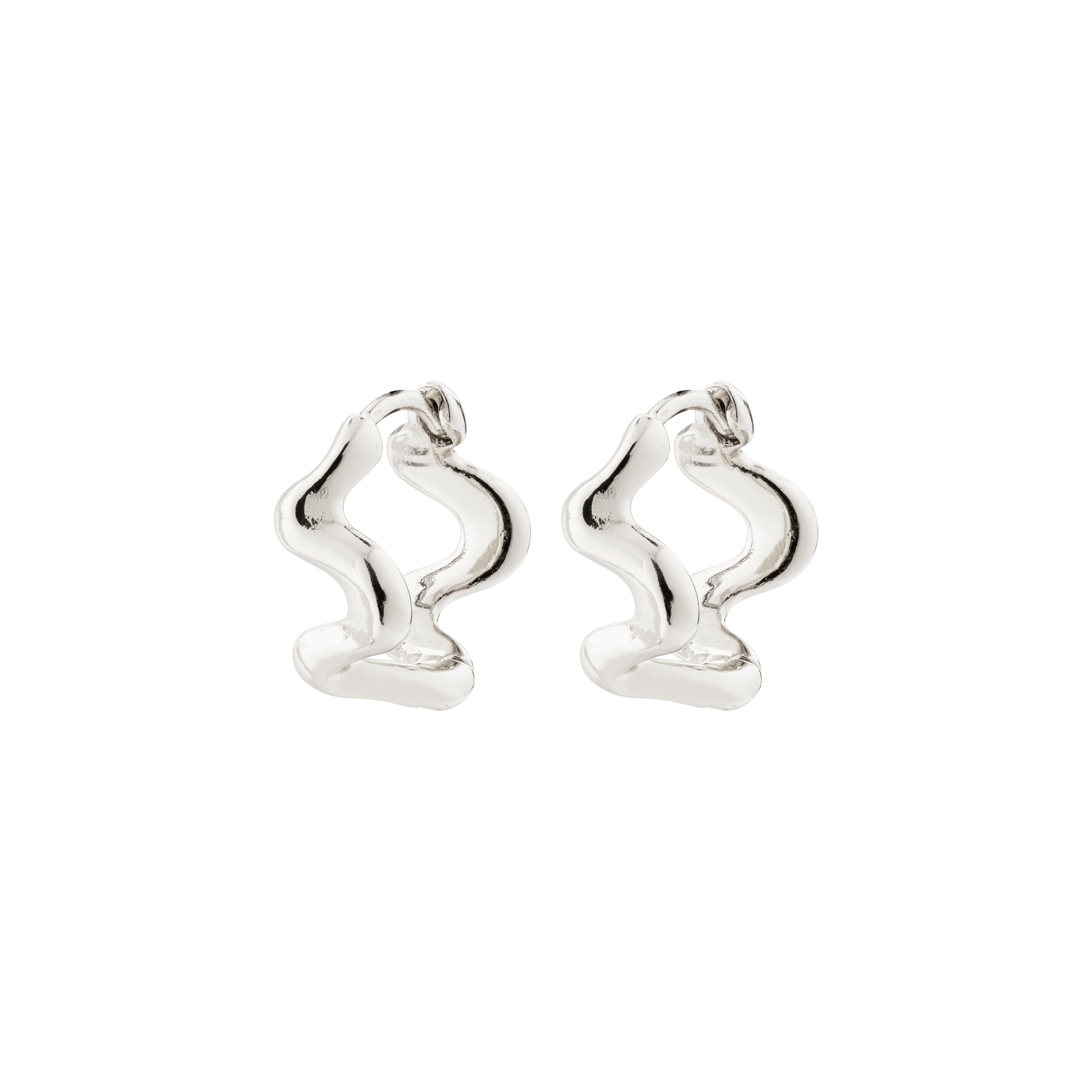 PENELOPE earrings silver-plated, featuring curvy, wavy hoops with a click clasp, crafted from 99% recycled materials, offering a chic, modern twist on classic design.