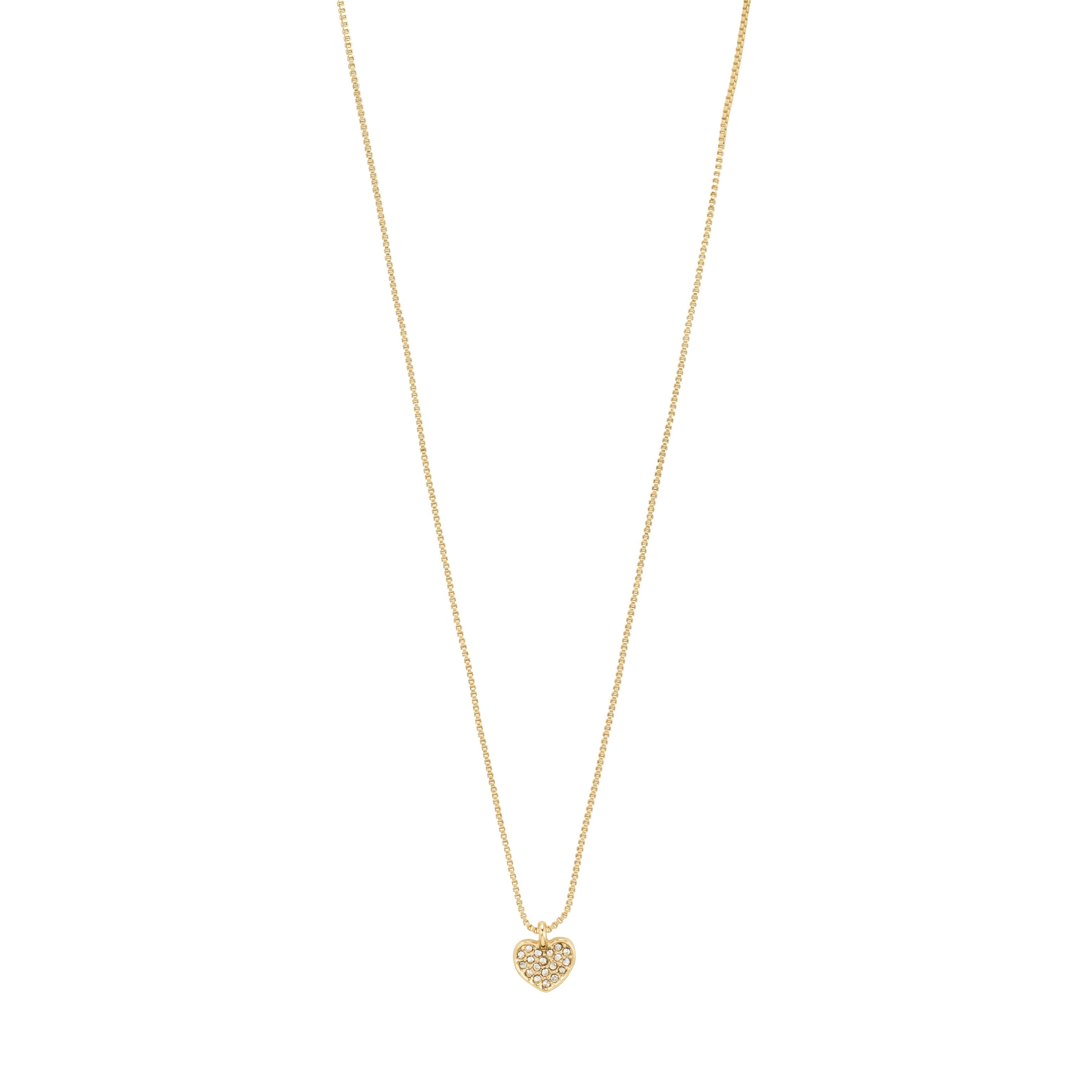 EMMETT necklace gold-plated with a heart pendant embellished with Preciosa crystals, designed for elegance and versatility, perfect for any occasion.