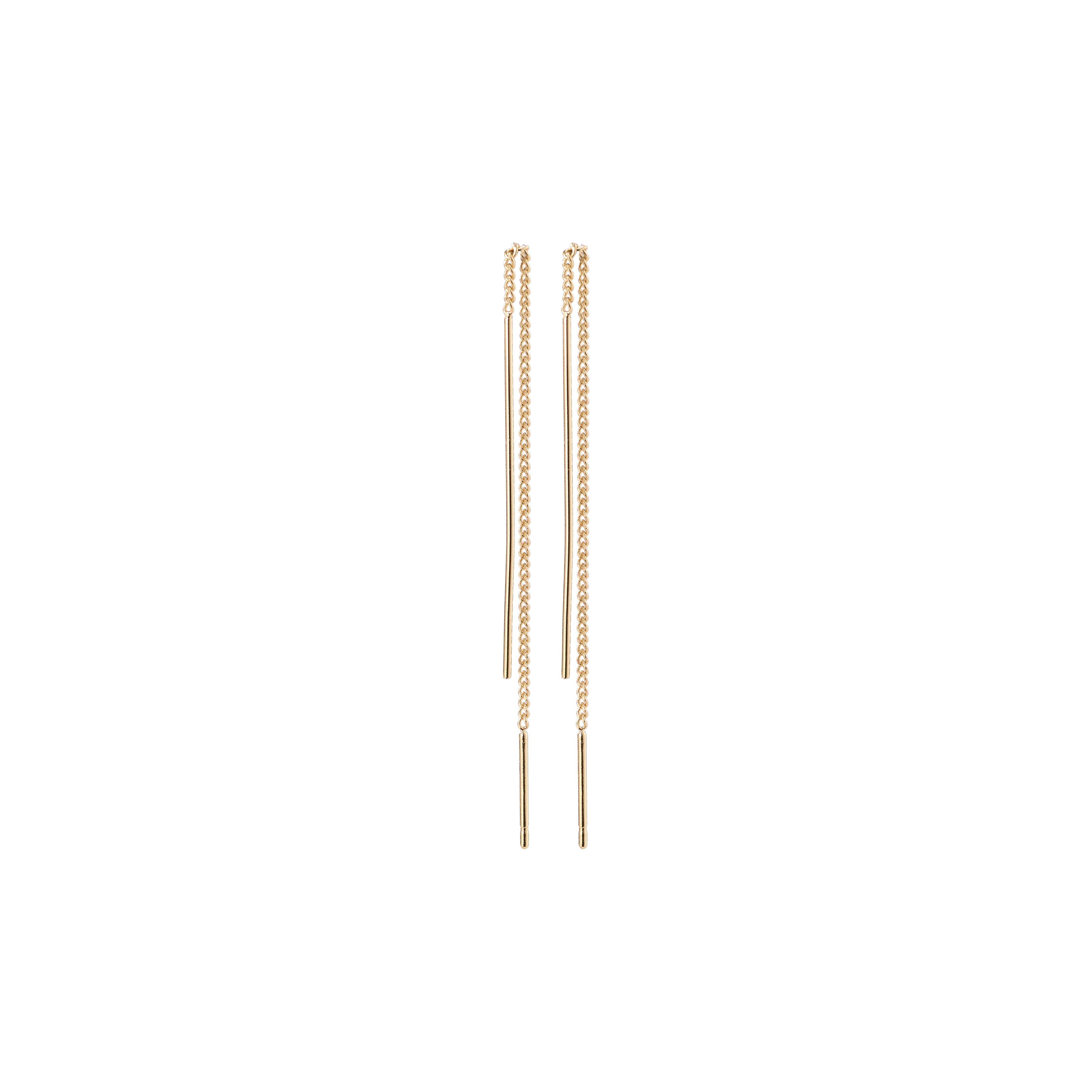 TAHOE chain earrings, gold-plated, featuring a sleek bar and chain design, ideal for versatile ear styling and personalized looks.