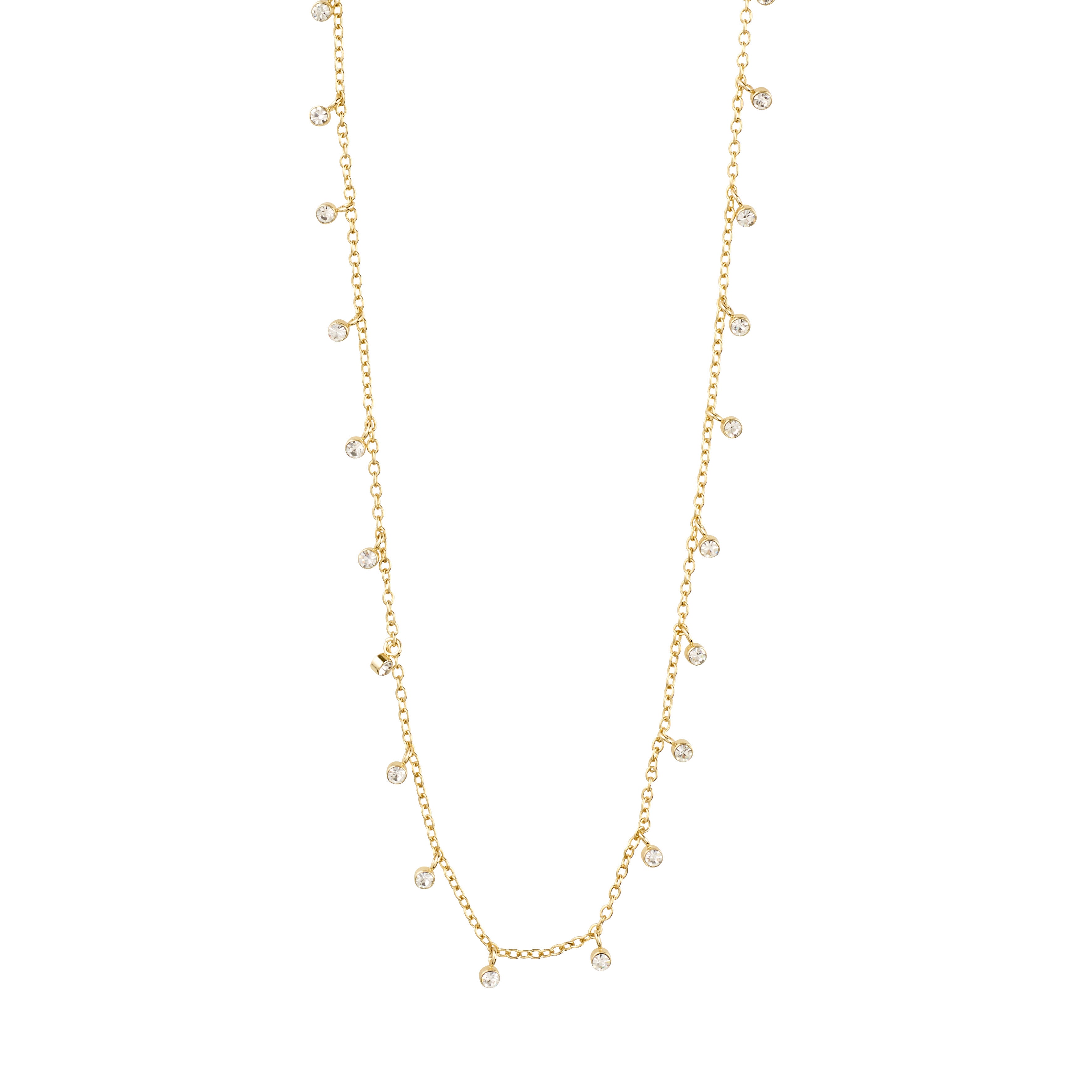 MAJA crystal multi drops necklace, gold-plated, featuring sparkling Preciosa crystal drops on a delicate chain, perfect for adding a romantic, feminine touch.