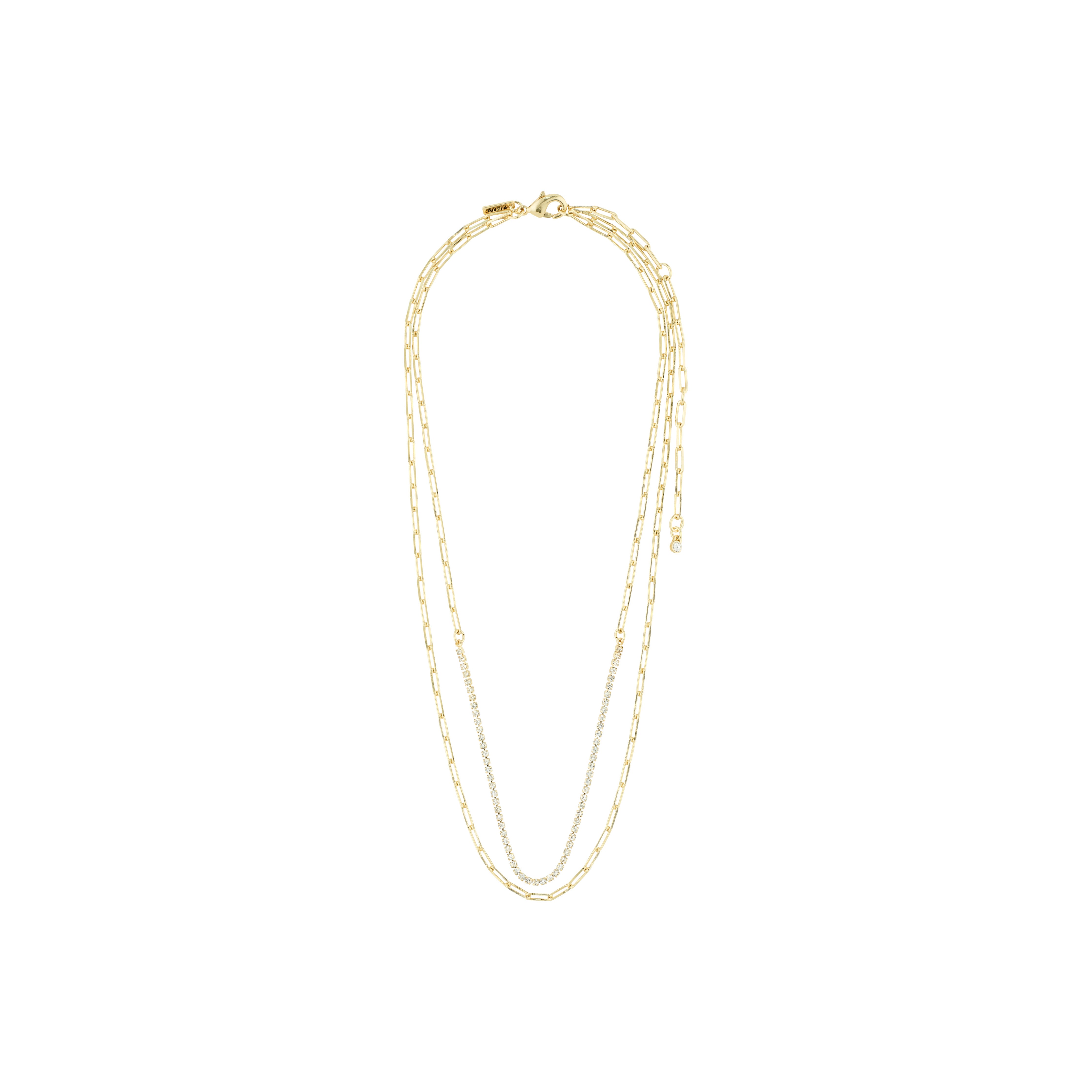 ROWAN necklace, 2-in-1, gold-plated, featuring sparkling crystals and a delicate cable chain, perfect for layered styling and a classy touch to outfits.