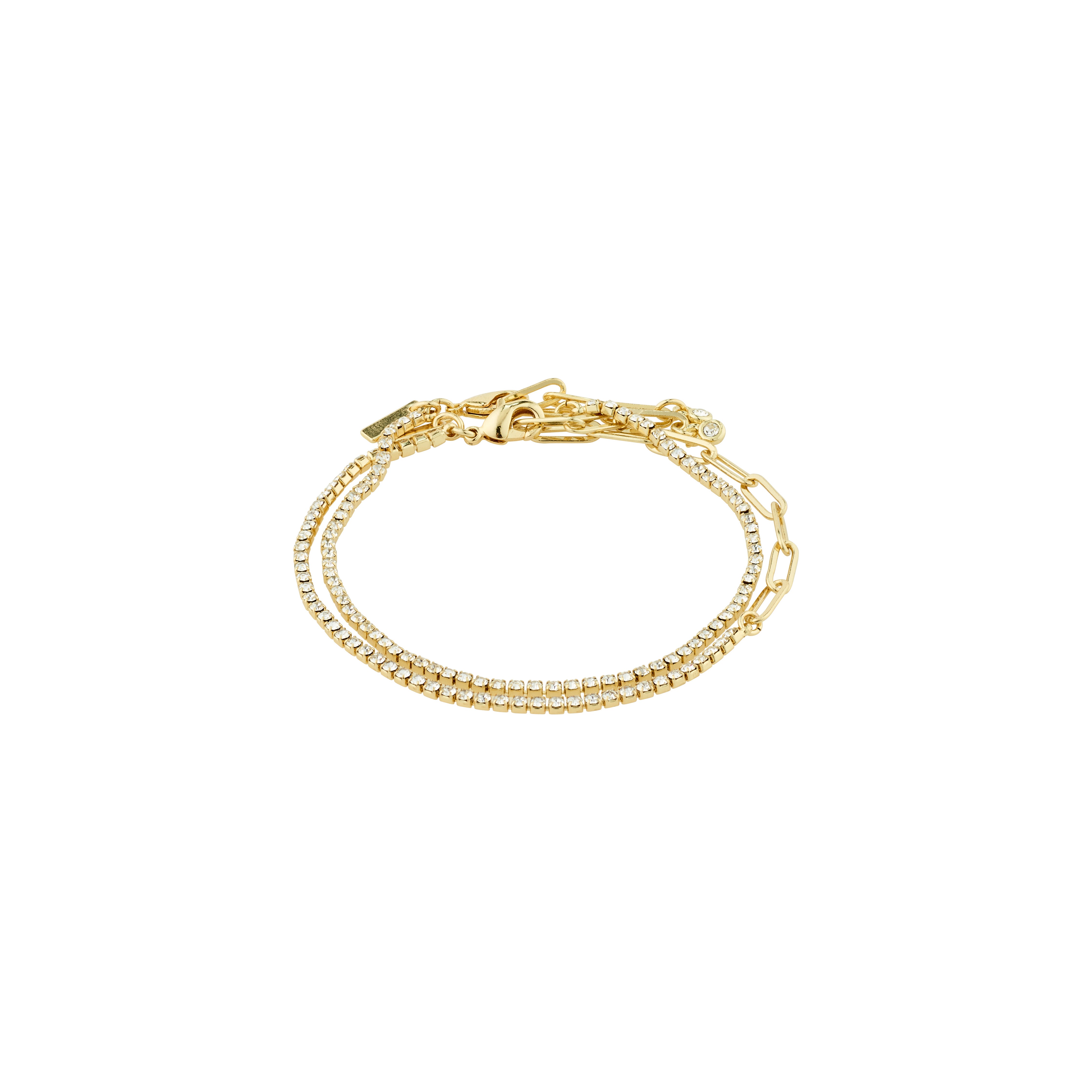 ROWAN crystal bracelet, 2-in-1, gold-plated; features a classic cable chain and sparkling Preciosa crystals, perfect for a chic, layered look.