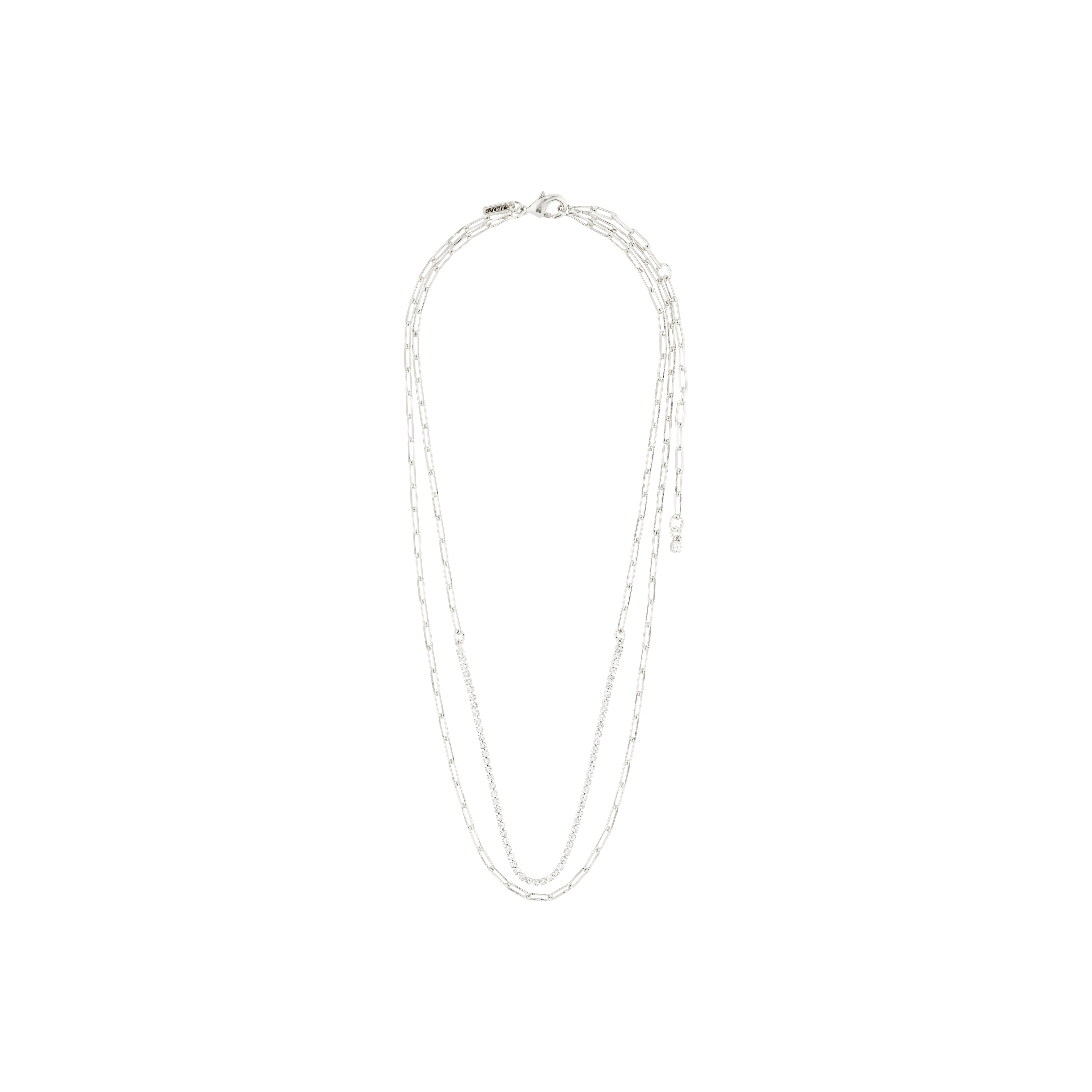 ROWAN necklace, 2-in-1, silver-plated, featuring sparkling crystals and a sleek cable chain, perfect for a stylish layered look.