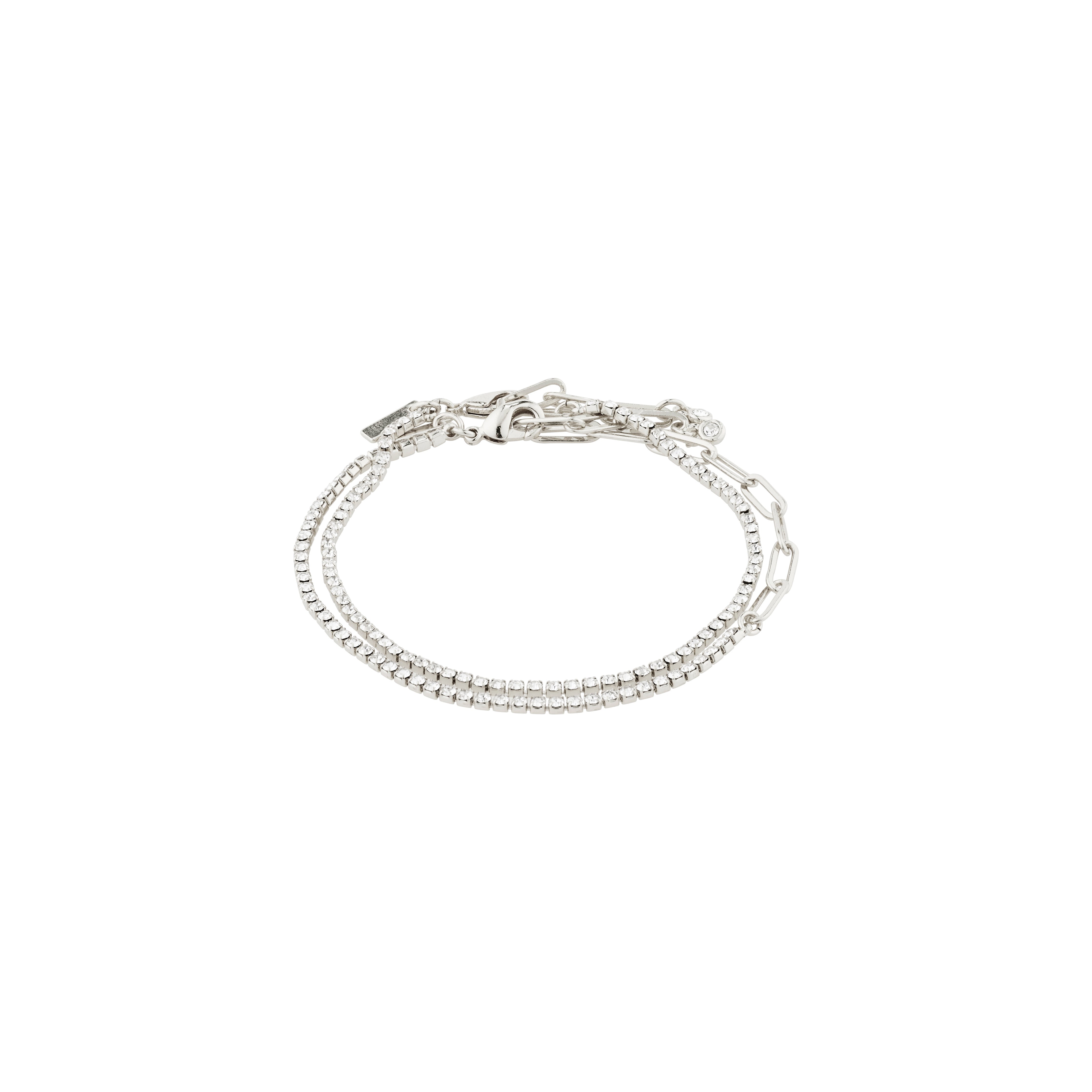 ROWAN crystal bracelet, 2-in-1, silver-plated, featuring a cable chain and sparkling Preciosa crystals for a chic, layered look.