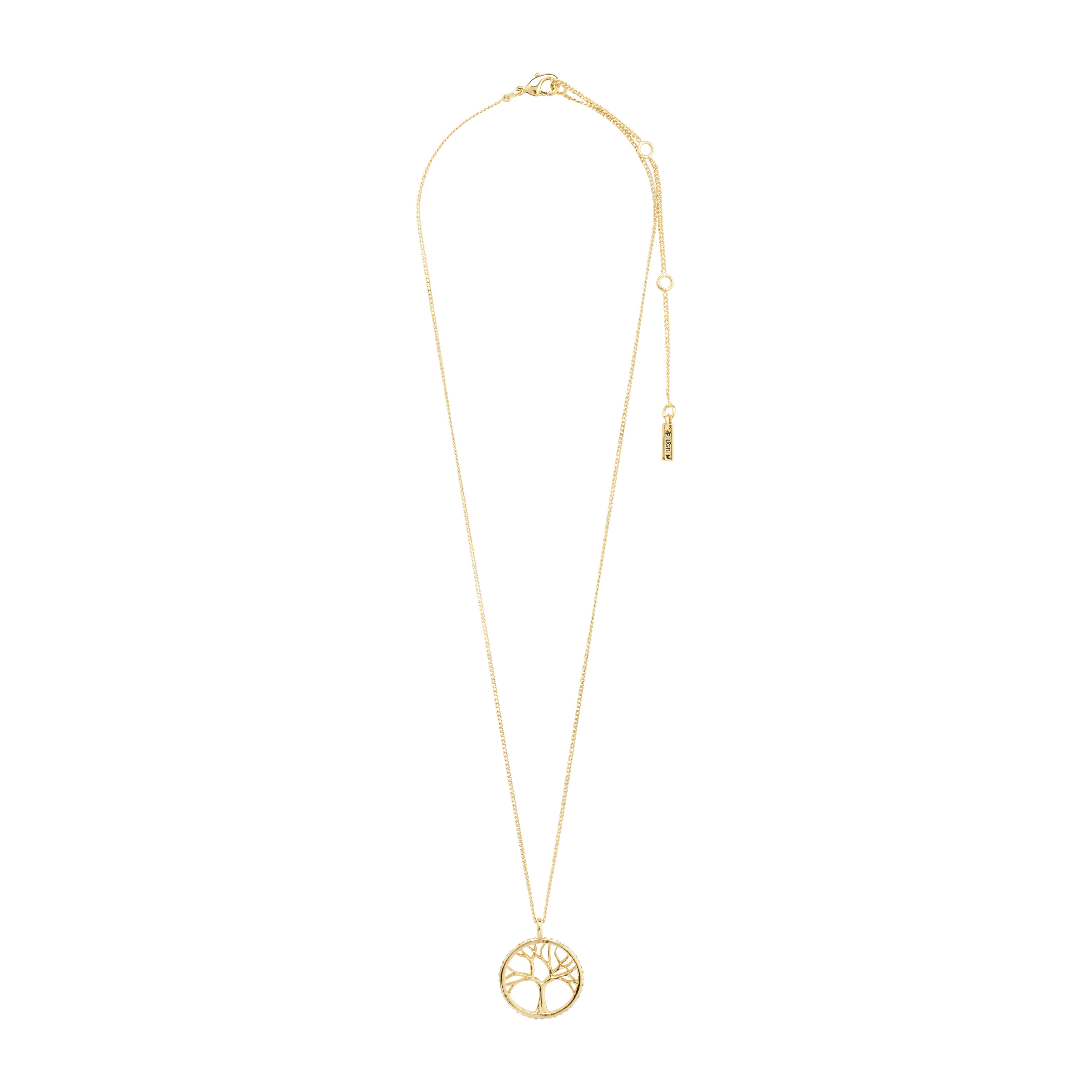 ALIA necklace gold-plated with a round Tree of Life pendant, adorned with Preciosa crystals, elegantly combines classic design and modern style.