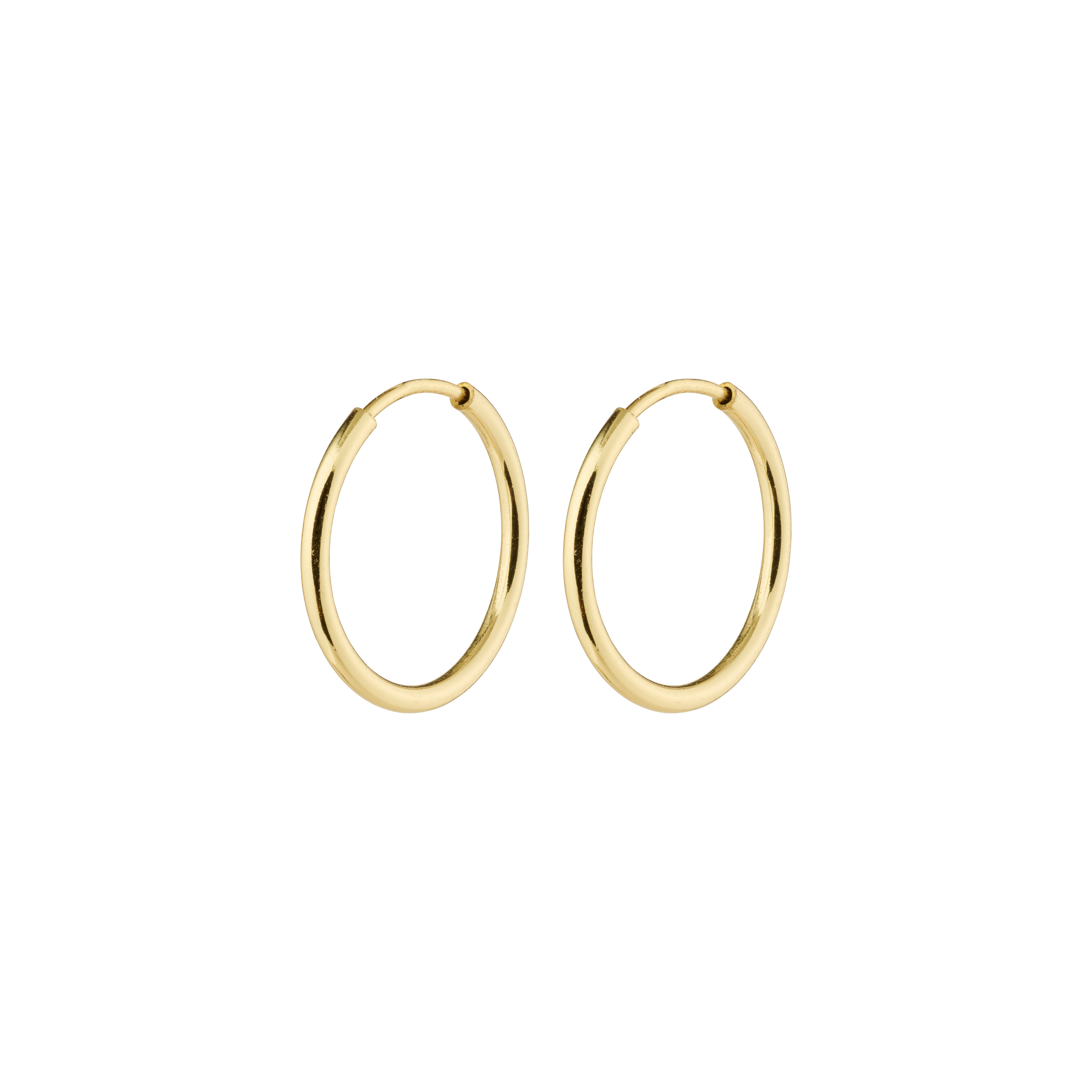 SANNE mini hoop earrings gold-plated; elegant, classic design, 13 mm diameter, perfect for all occasions and personal style enthusiasts.