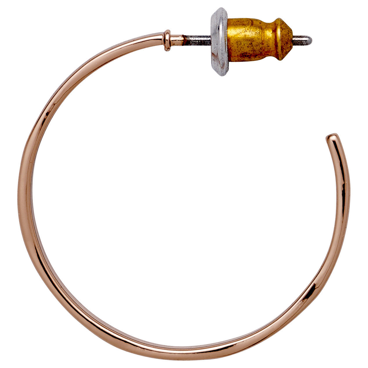 BELLA semi-hoop earrings rosegold-plated, medium-sized with a polished, tribal-inspired design, reflecting light beautifully for a chic, timeless look.