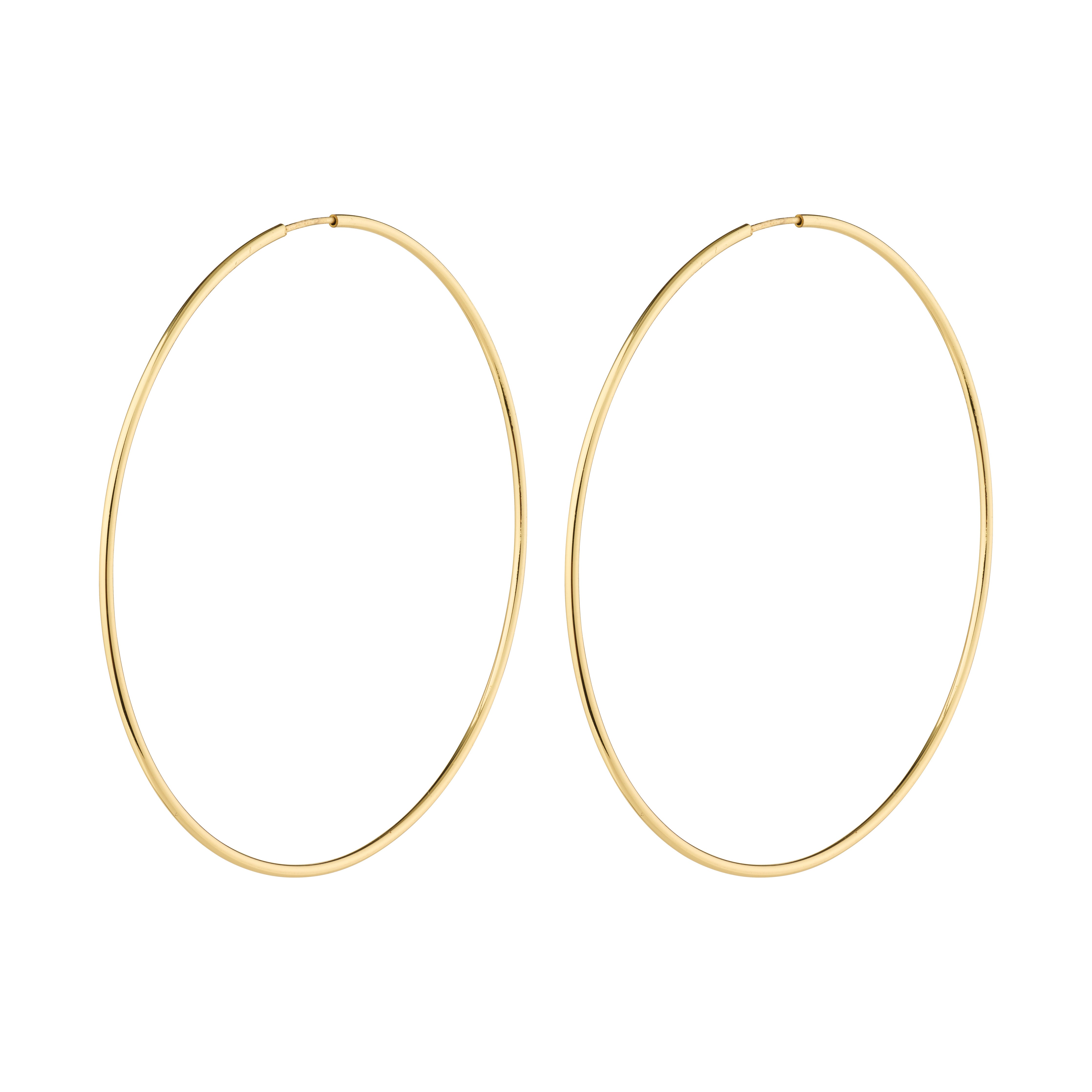 SANNE X-large gold-plated hoop earrings by Pilgrim, featuring a sleek, airy design for a chic, feminine look. Perfect for stylish, effortless elegance.