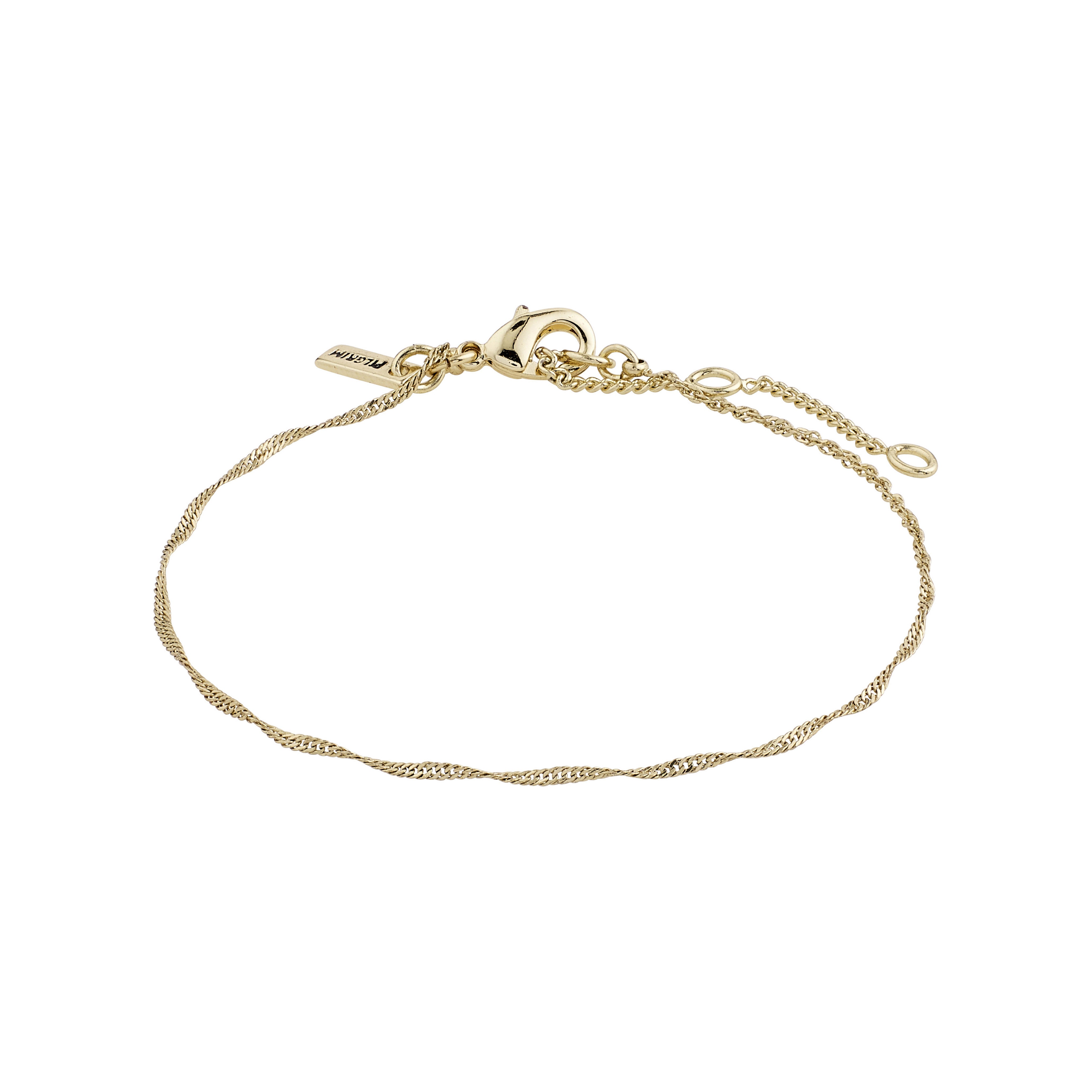 PERI twirl bracelet gold-plated featuring a delicately twisted band and clasp, from Pilgrim's Classic collection, epitomizing feminine simplicity and everyday elegance.