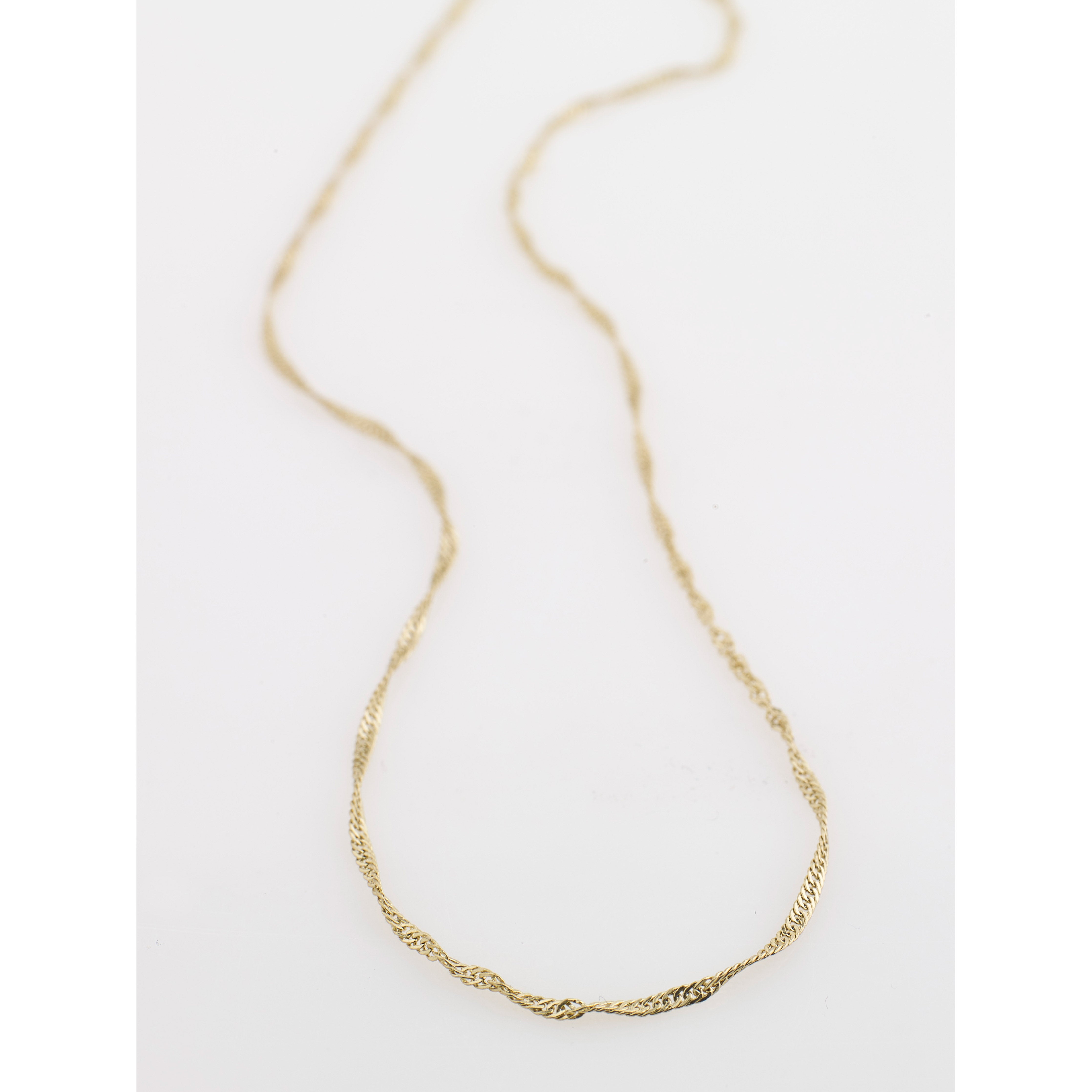 PERI twirl necklace gold-plated, featuring a delicate twisted chain and pendant, perfect for timeless elegance and simplicity. Measures 40 + 9 cm.