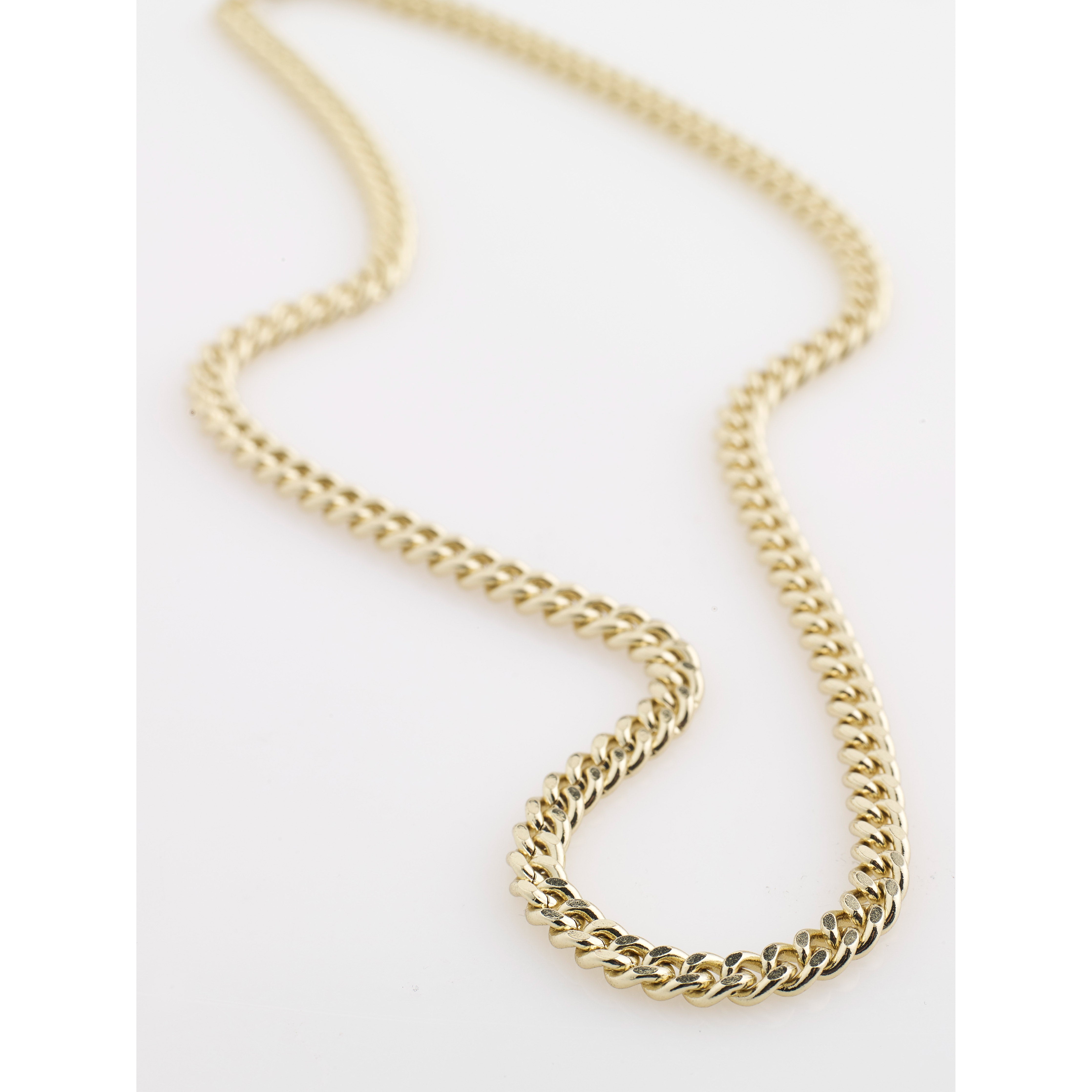 Gold-plated FUCHSIA curb chain necklace, chunky and bold, measuring 40 + 9 cm, from Pilgrim's Classic collection, showcasing a timeless, trendy style.