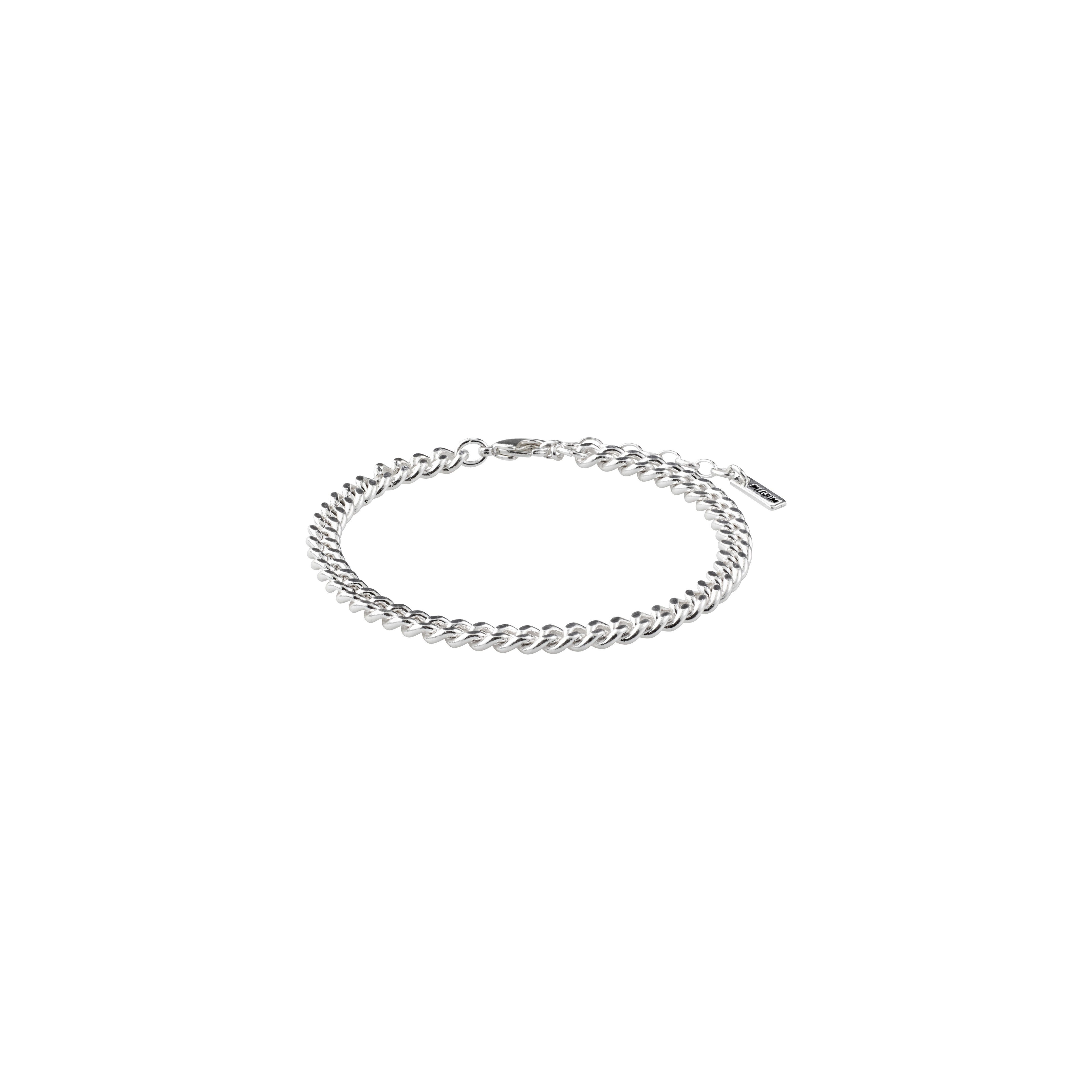 FUCHSIA curb chain bracelet, silver-plated with wide links, offering a chunky, stylish look. Ideal for trendy outfits, reflecting Pilgrim's Scandinavian quality and inclusivity.