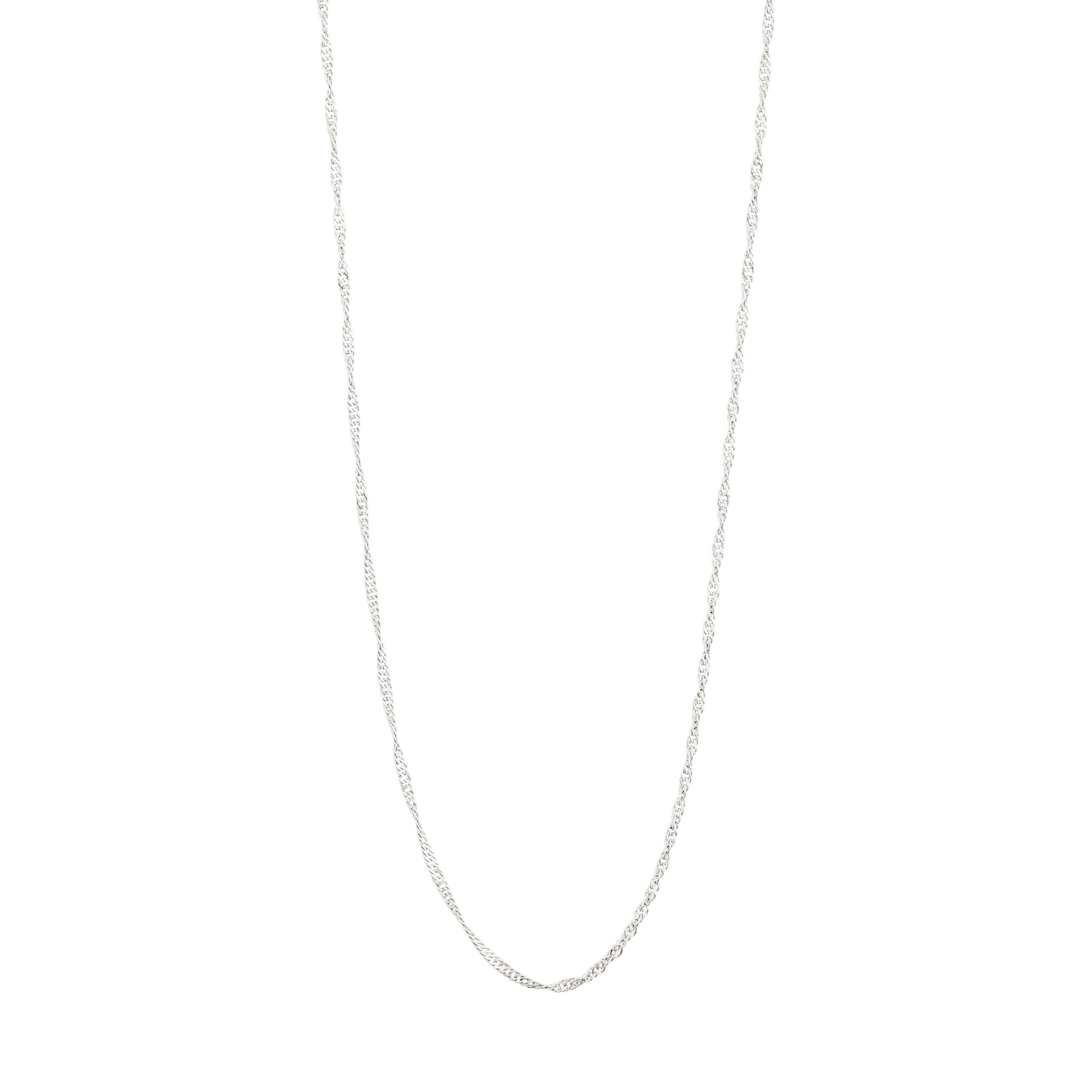 PERI twirl necklace, silver-plated, featuring intricate twists on a delicate chain, perfect for a minimalist and feminine style.