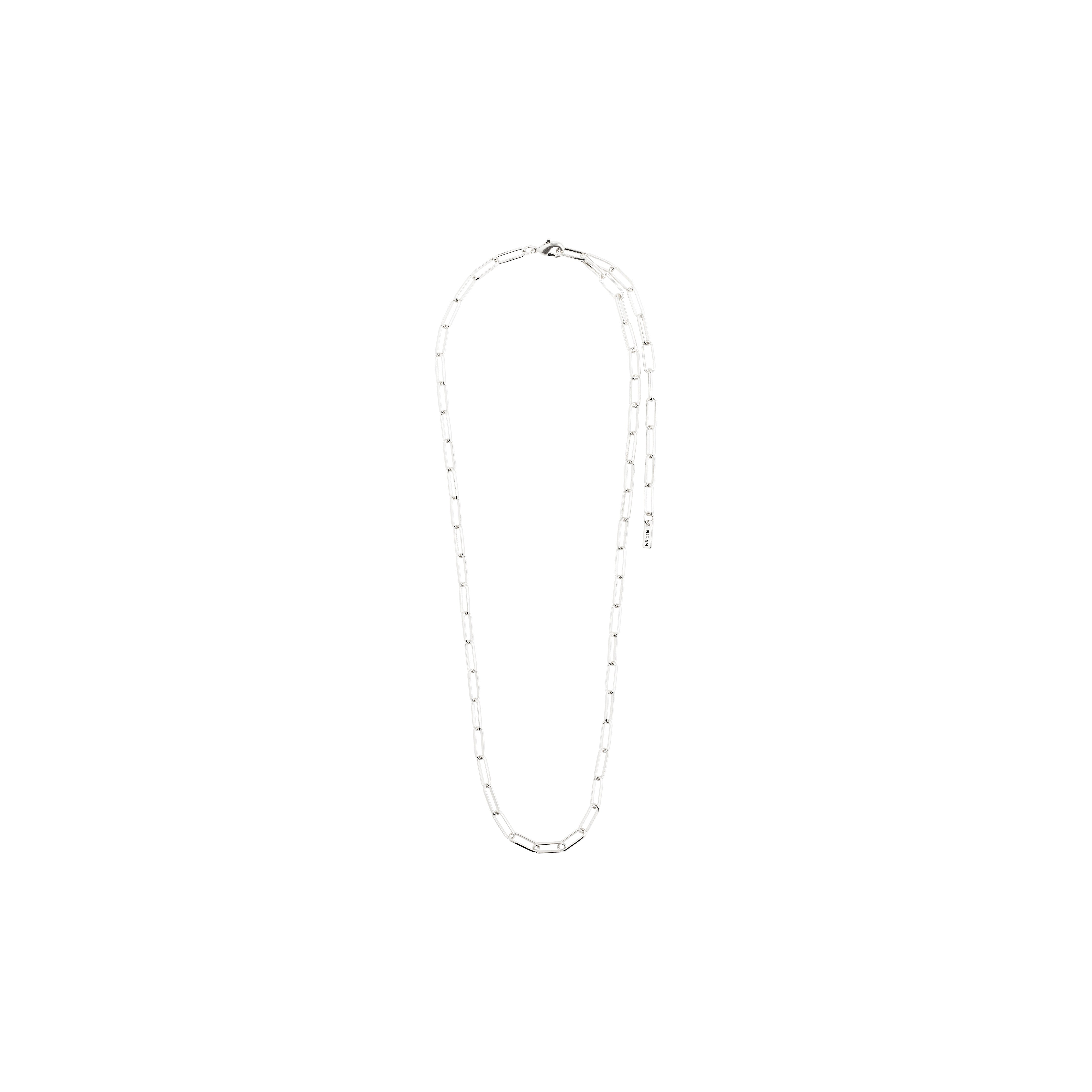RONJA necklace silver-plated features sharp rectangular links for a versatile, trendy look, perfect for layering and expressing personal style. Measures 40 + 9 cm.