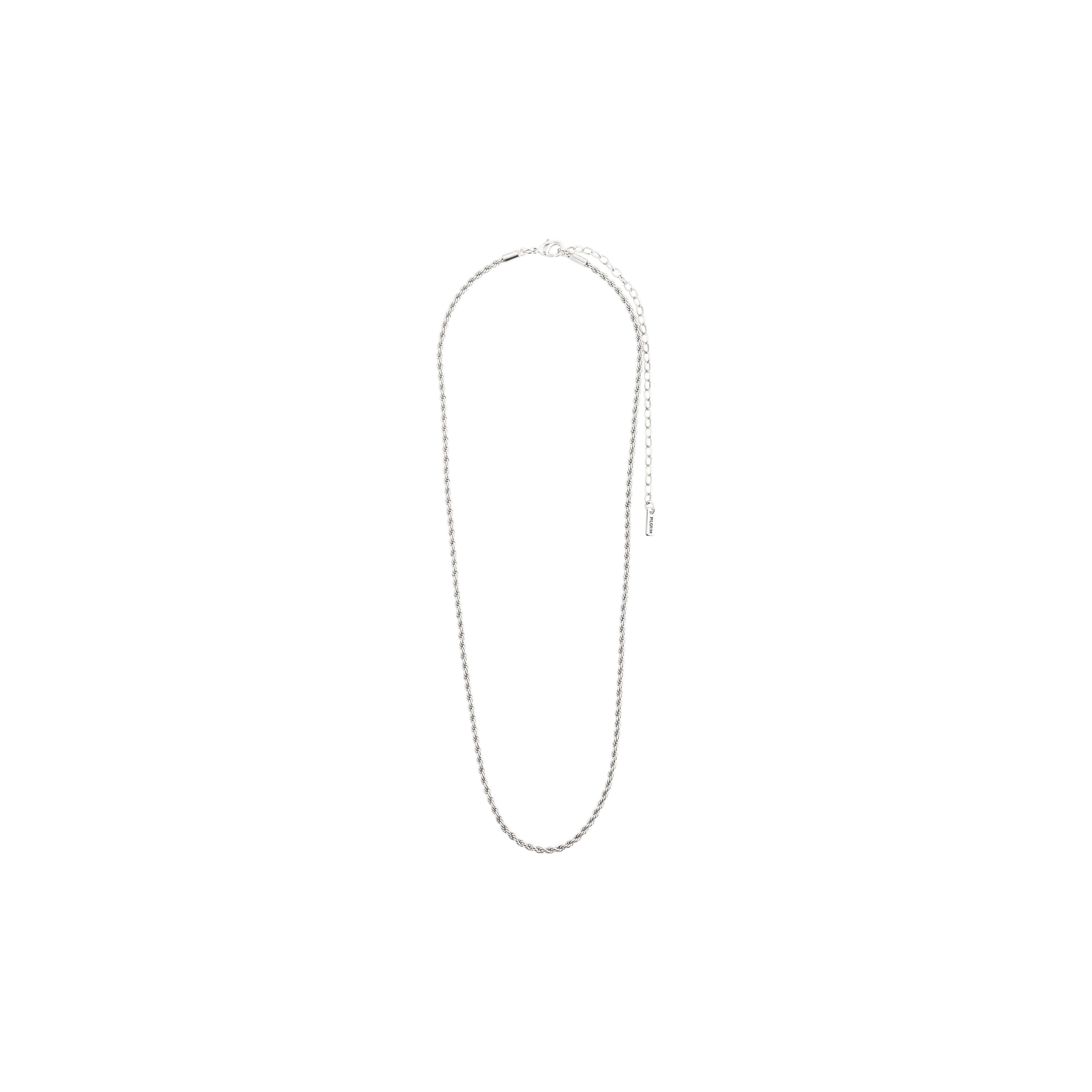 Silver-plated PAM robe chain necklace with unique twisted details and a 40 + 9 cm length, ideal for creating a layered look.