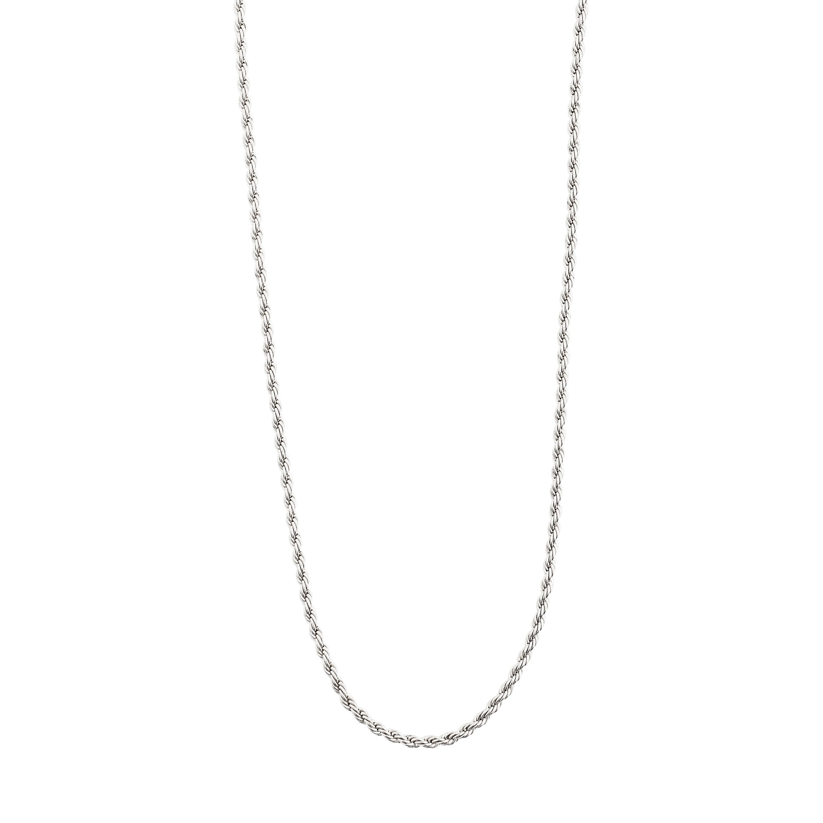 PAM robe chain necklace, silver-plated with twisted details, ideal for layering. Includes a 40 + 9 cm adjustable chain. Perfect basic accessory for any style.