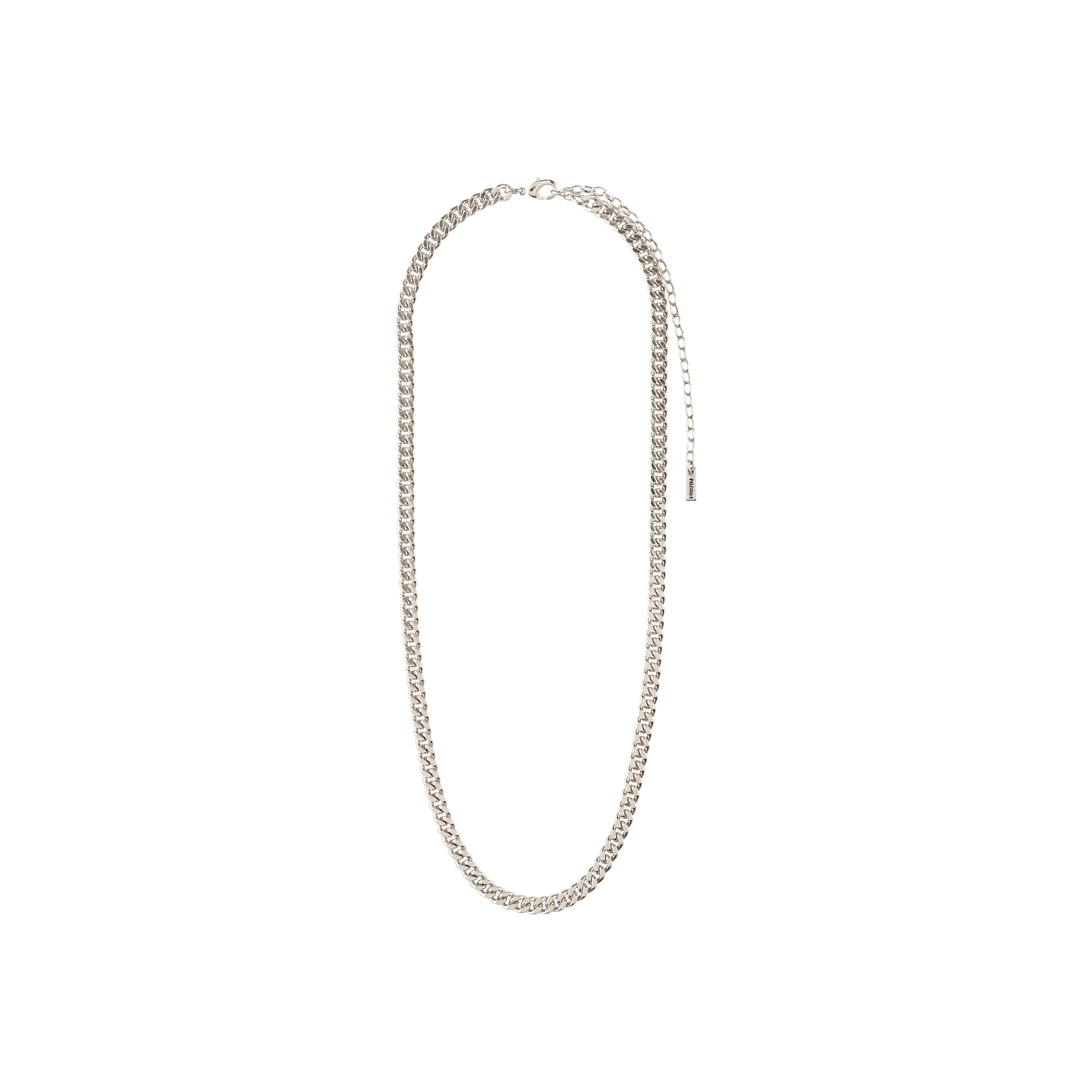 FUCHSIA curb chain necklace, silver-plated, from Pilgrim's Classic collection, featuring a 40 + 9 cm adjustable silver chain for a trendy, timeless look.