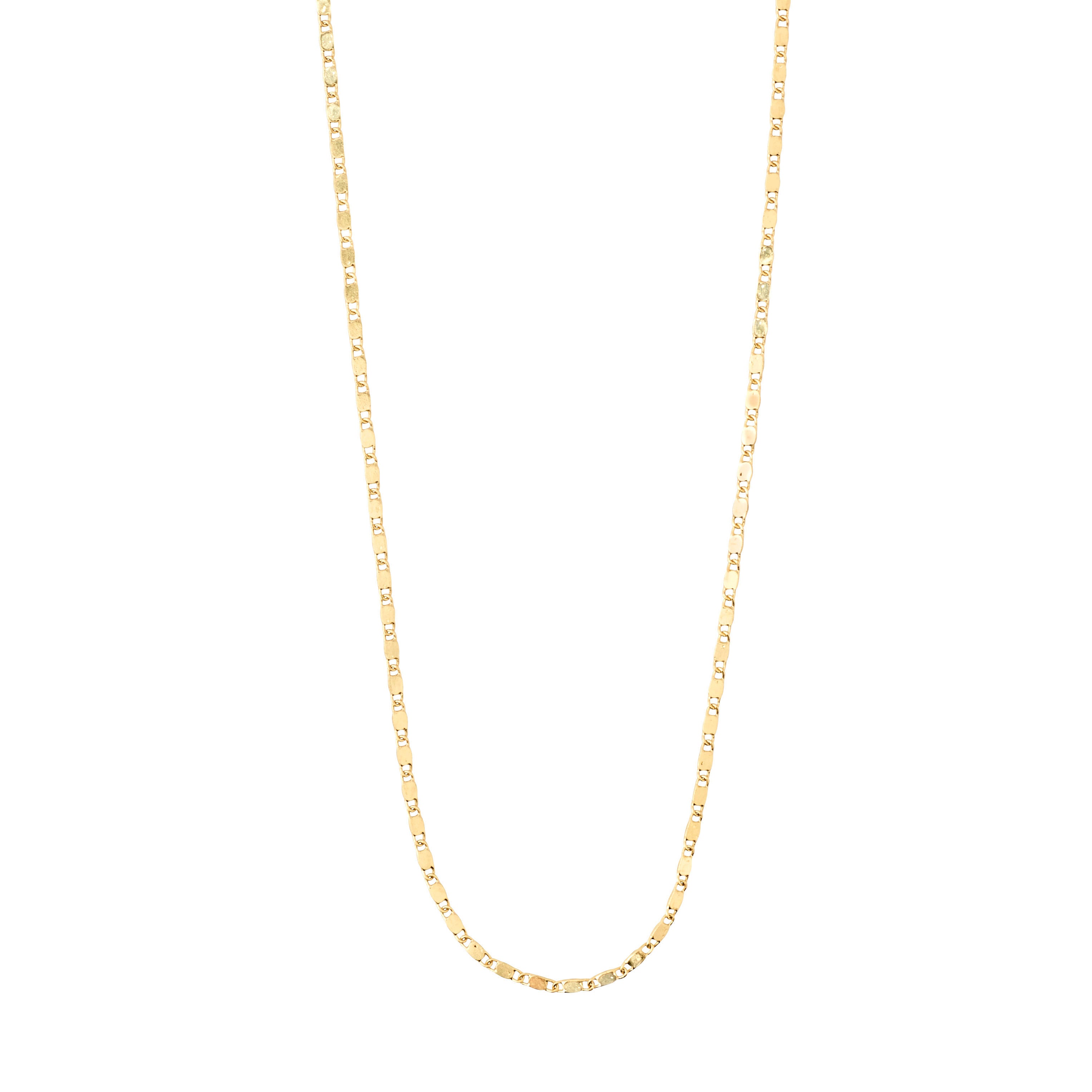 Gold-plated PARISA flat link chain necklace with polished links, perfect for layering and adding an effortlessly chic touch to any style.