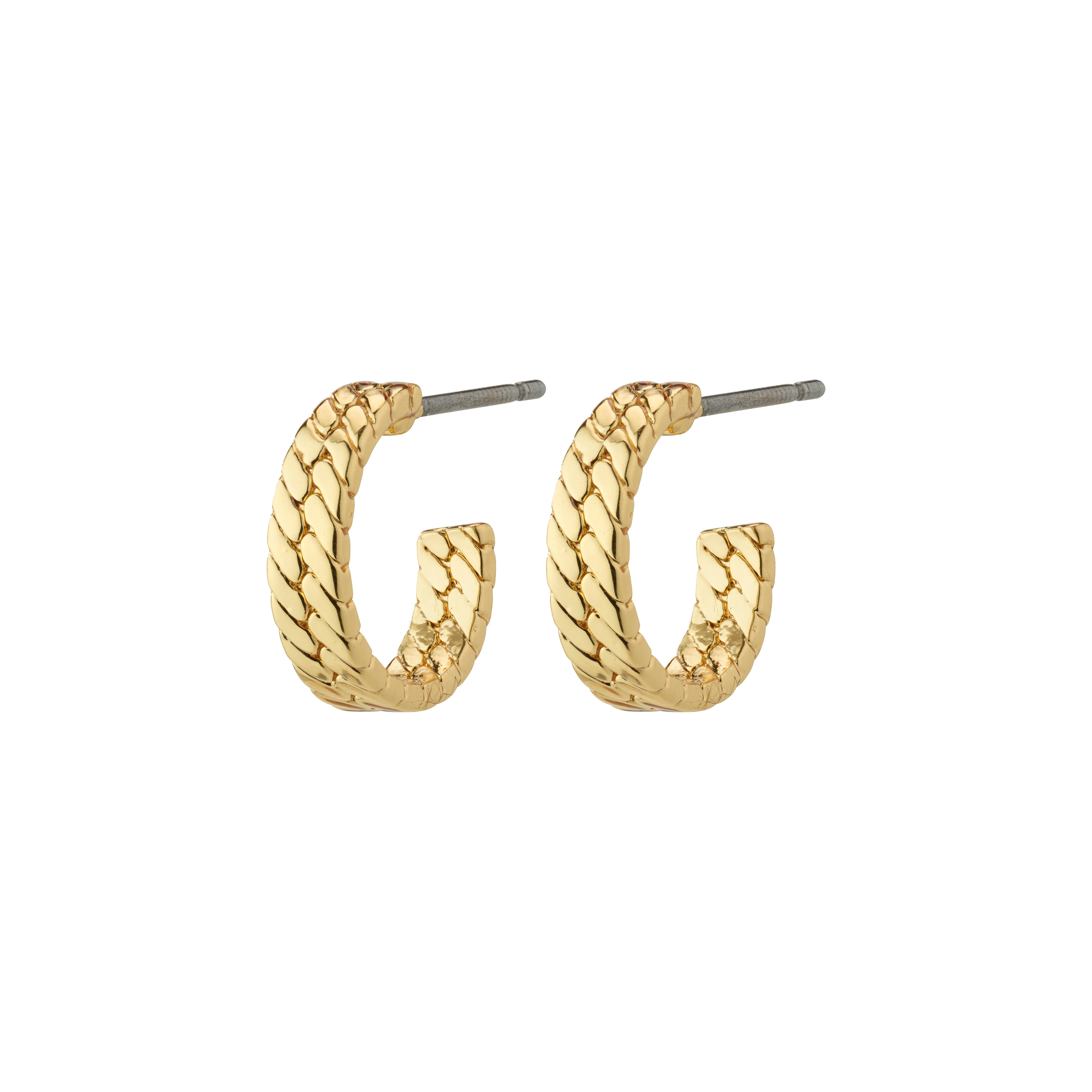 JOANNA snake chain hoop earrings, gold-plated, featuring a raw chain structure inspired by oversized snake chains for a Nordic, stylish look.