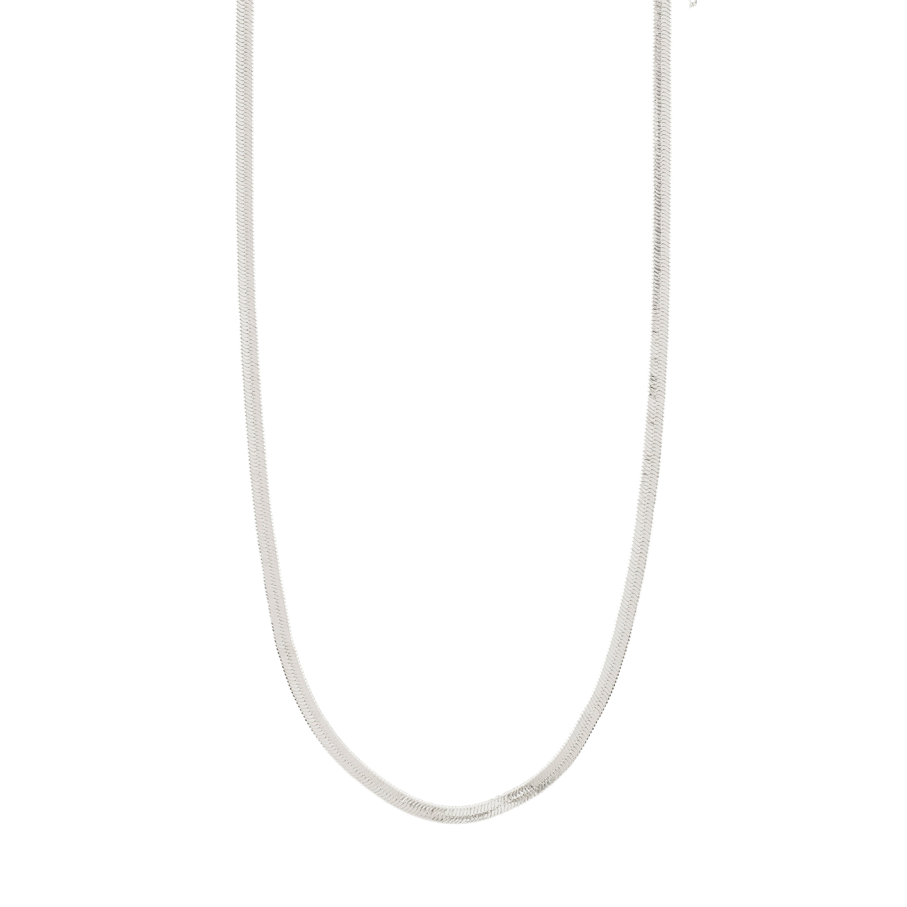 JOANNA flat snake chain necklace, silver-plated, minimalist design, features a sleek 40 + 9 cm extension, perfect for trendy, everyday wear.