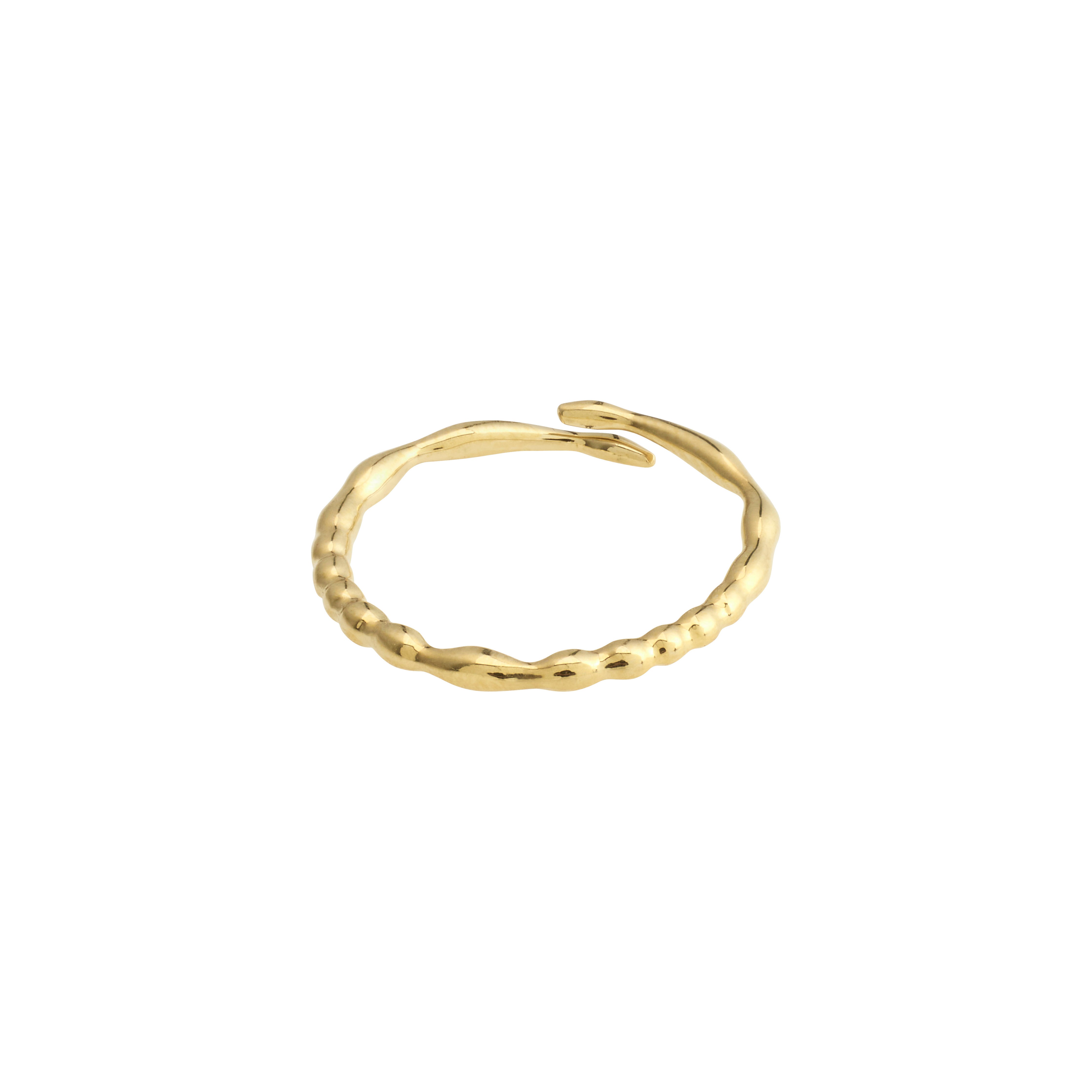 LULU stack ring gold-plated with a unique, curved design, showcasing an organic, handcrafted look from Pilgrim's recycled Lulu collection.