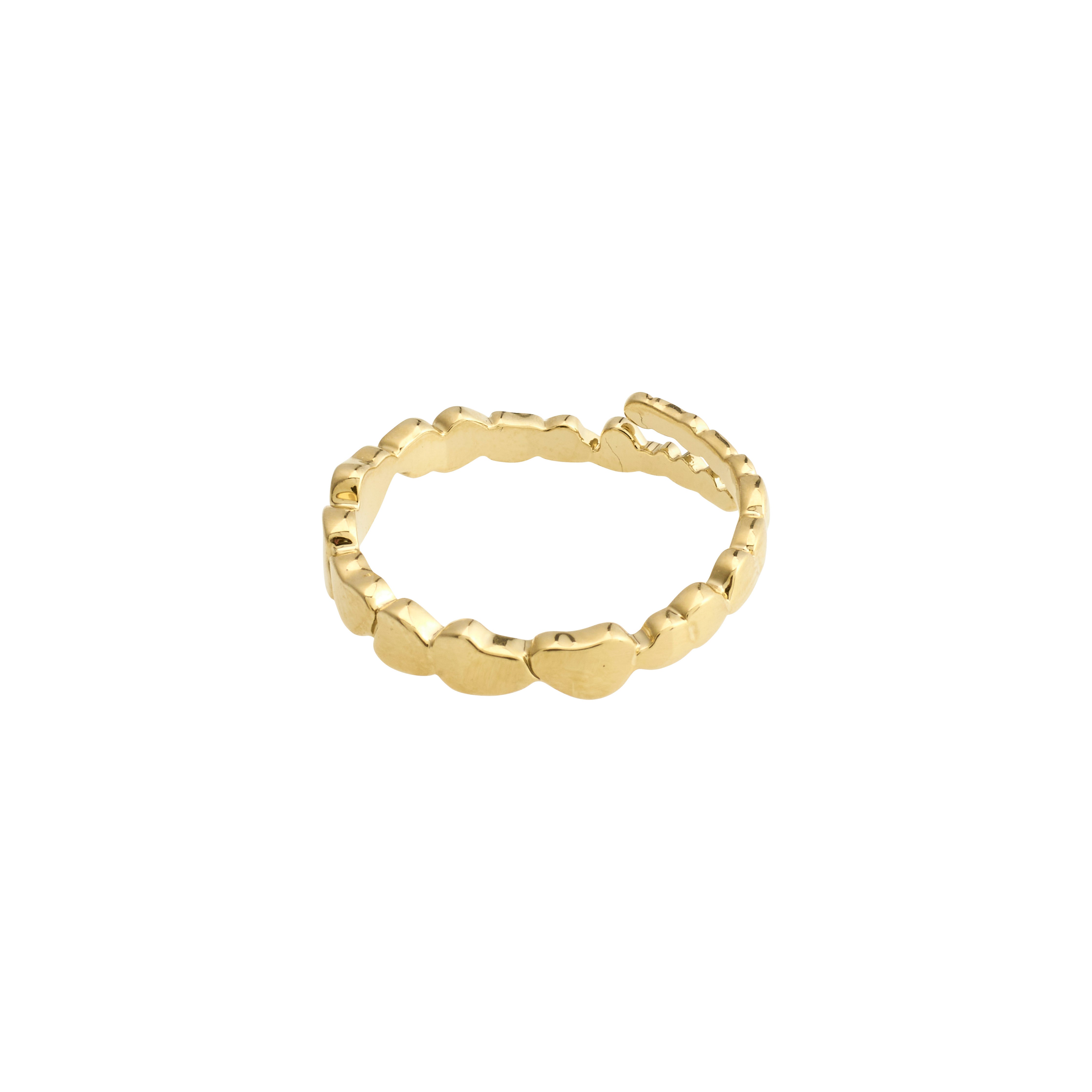 LULU stack ring gold-plated with asymmetrical, organic shapes, reminiscent of hearts or stones, designed for stacking and personalization. Made from 99% recycled materials.
