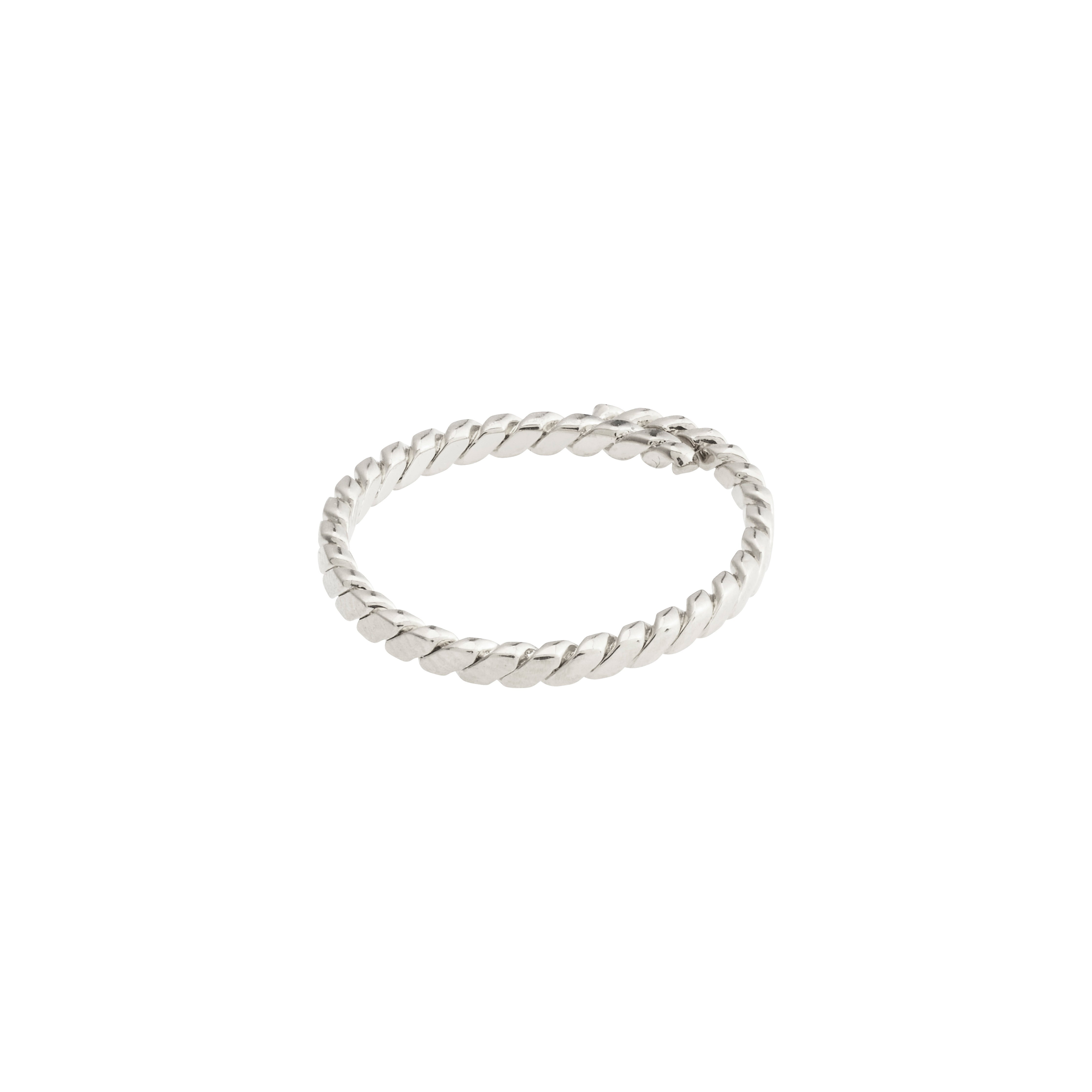 LULU twisted stack ring, silver-plated, featuring a classic twisting design for versatile styling. Made from 99% recycled material, reflecting Pilgrim's sustainable ethos.