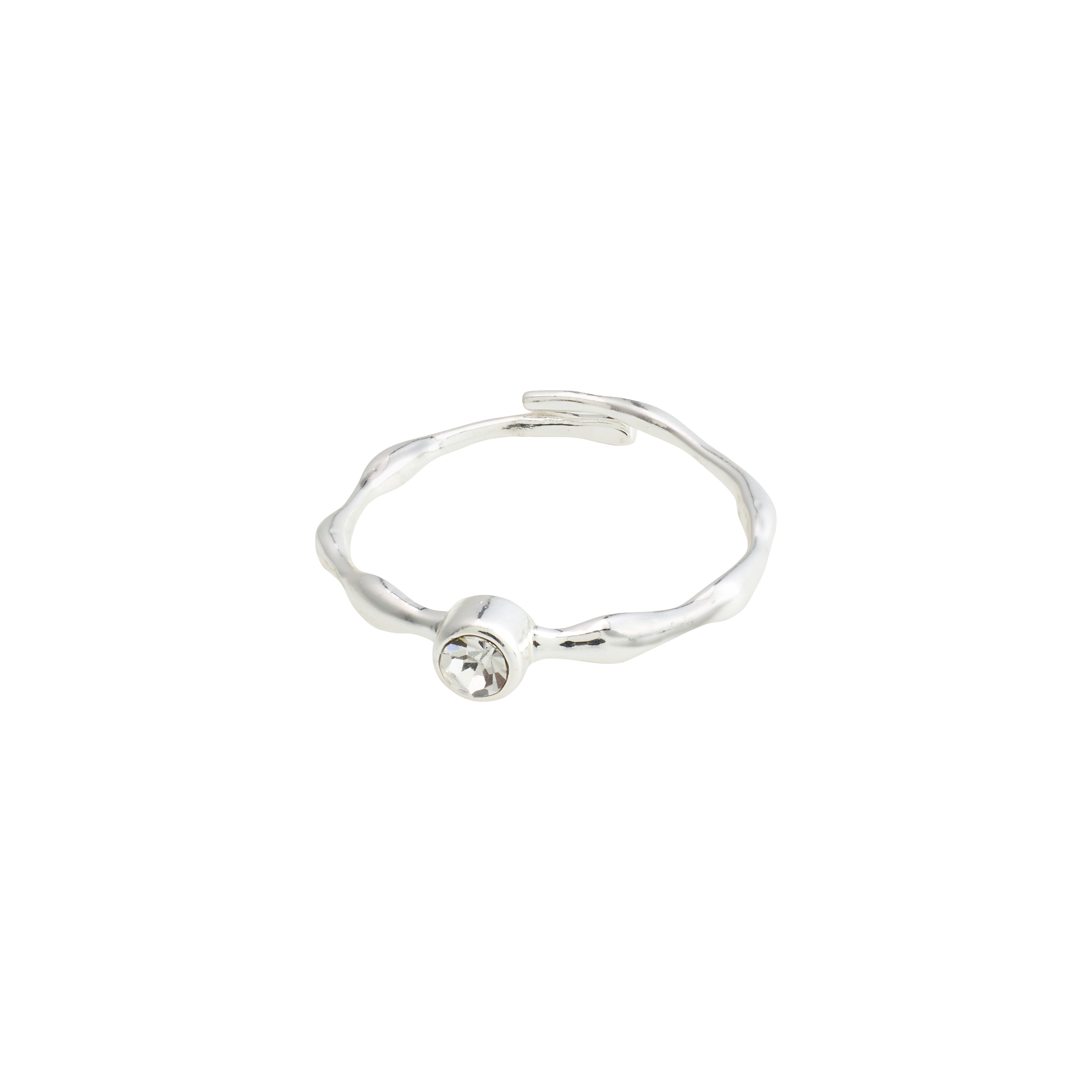 LULU crystal stack ring silver-plated with wavy design and central sparkling crystal, ideal for layering or as a standout piece.