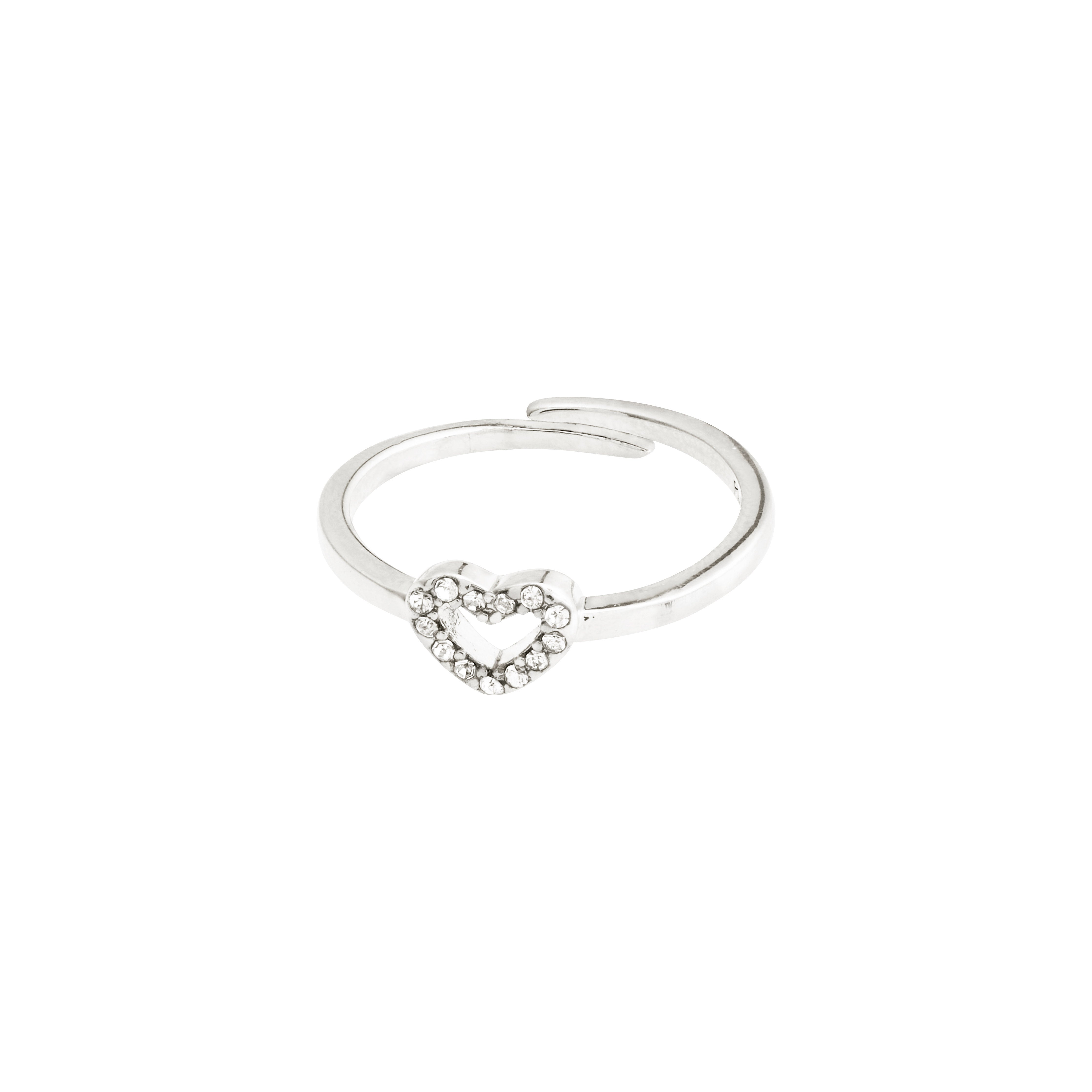 LULU crystal heart stack ring, silver-plated, featuring a heart shape adorned with Preciosa crystals, ideal for stacking and creating a personalized look.