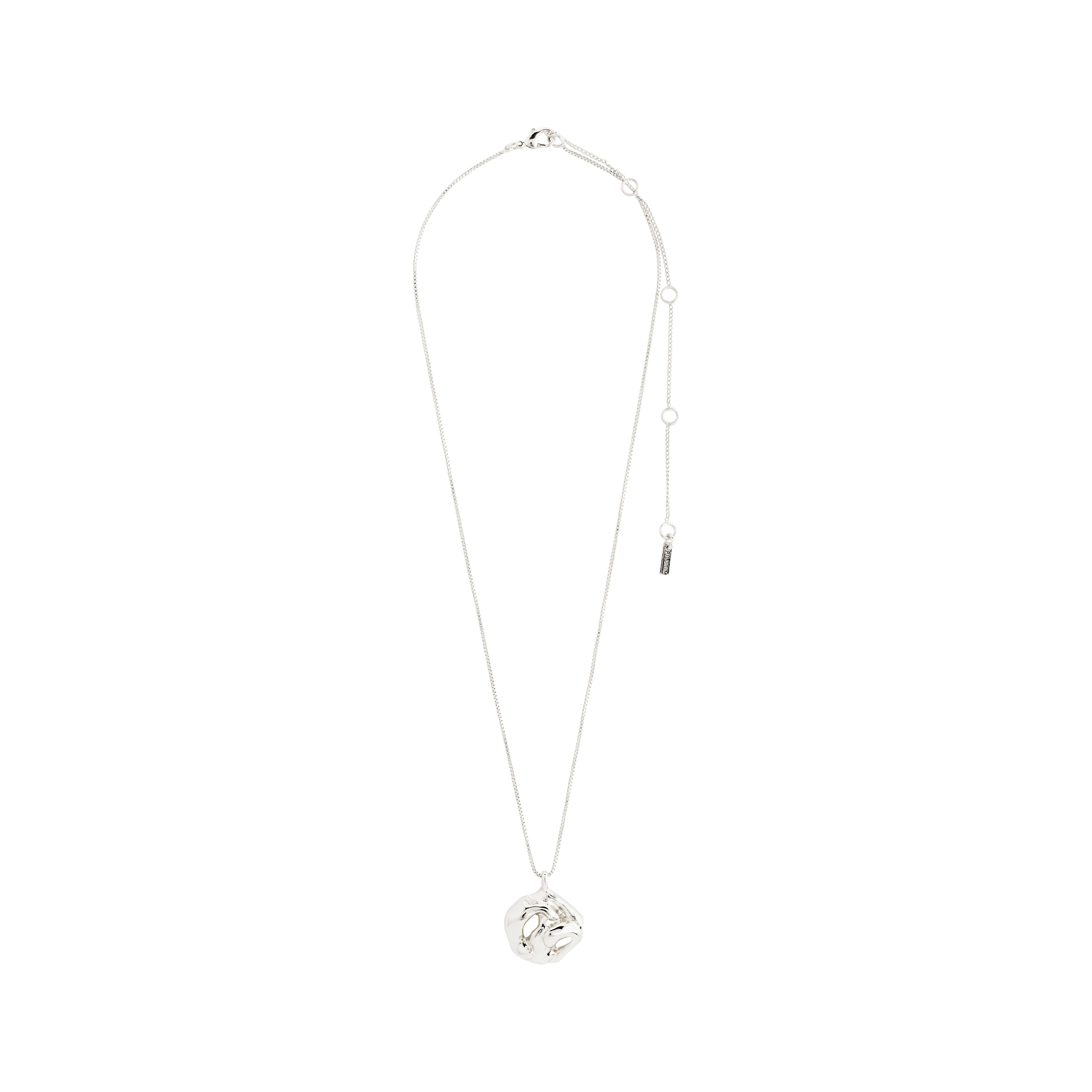 LUCA necklace silver-plated with a round, melting-shaped pendant on a chain, crafted from recycled materials, showcasing Pilgrim's unique and eco-friendly design.
