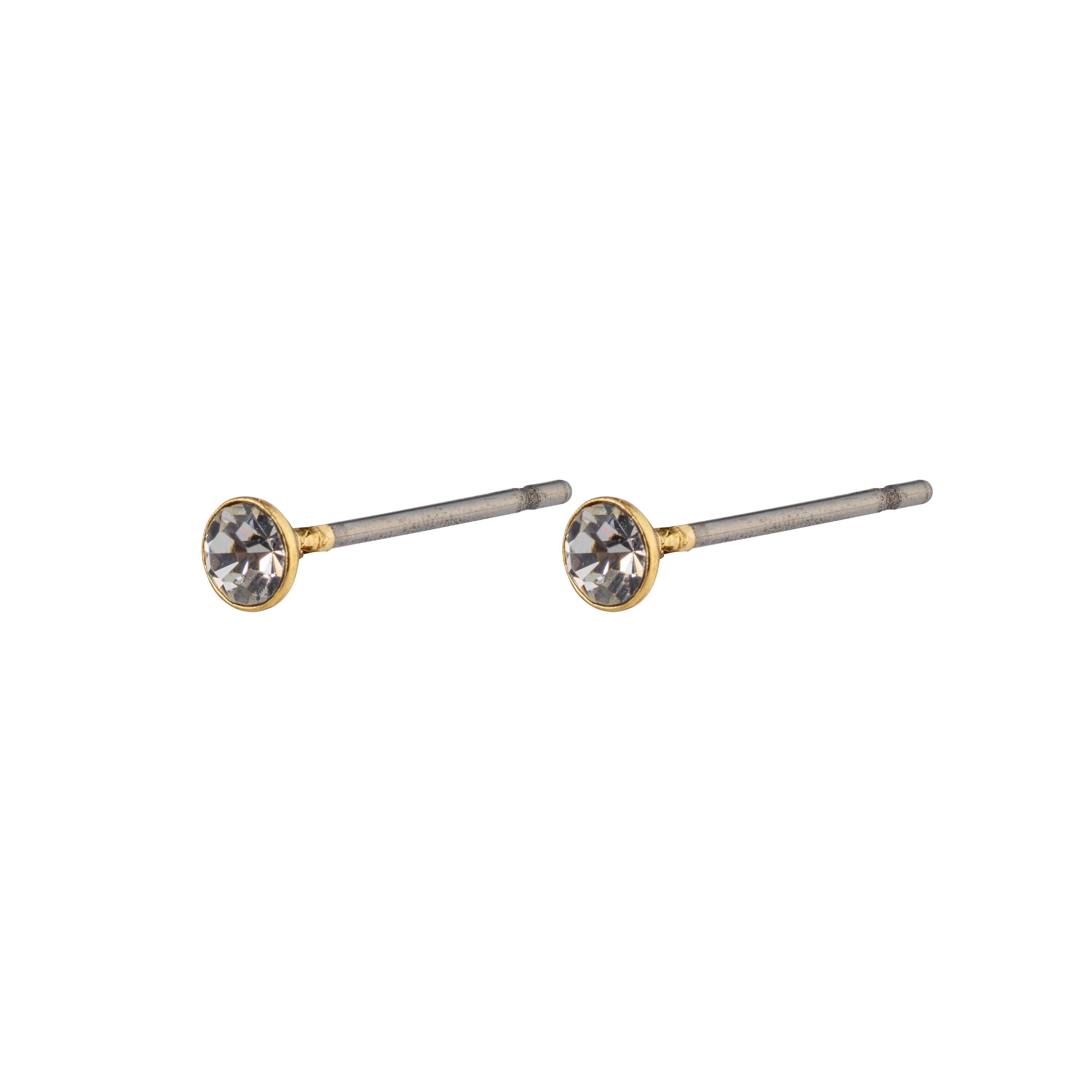 SYLVIE small crystal stud earrings, featuring a central Preciosa crystal in a gold-plated setting with surgical steel posts, perfect for minimalist style.