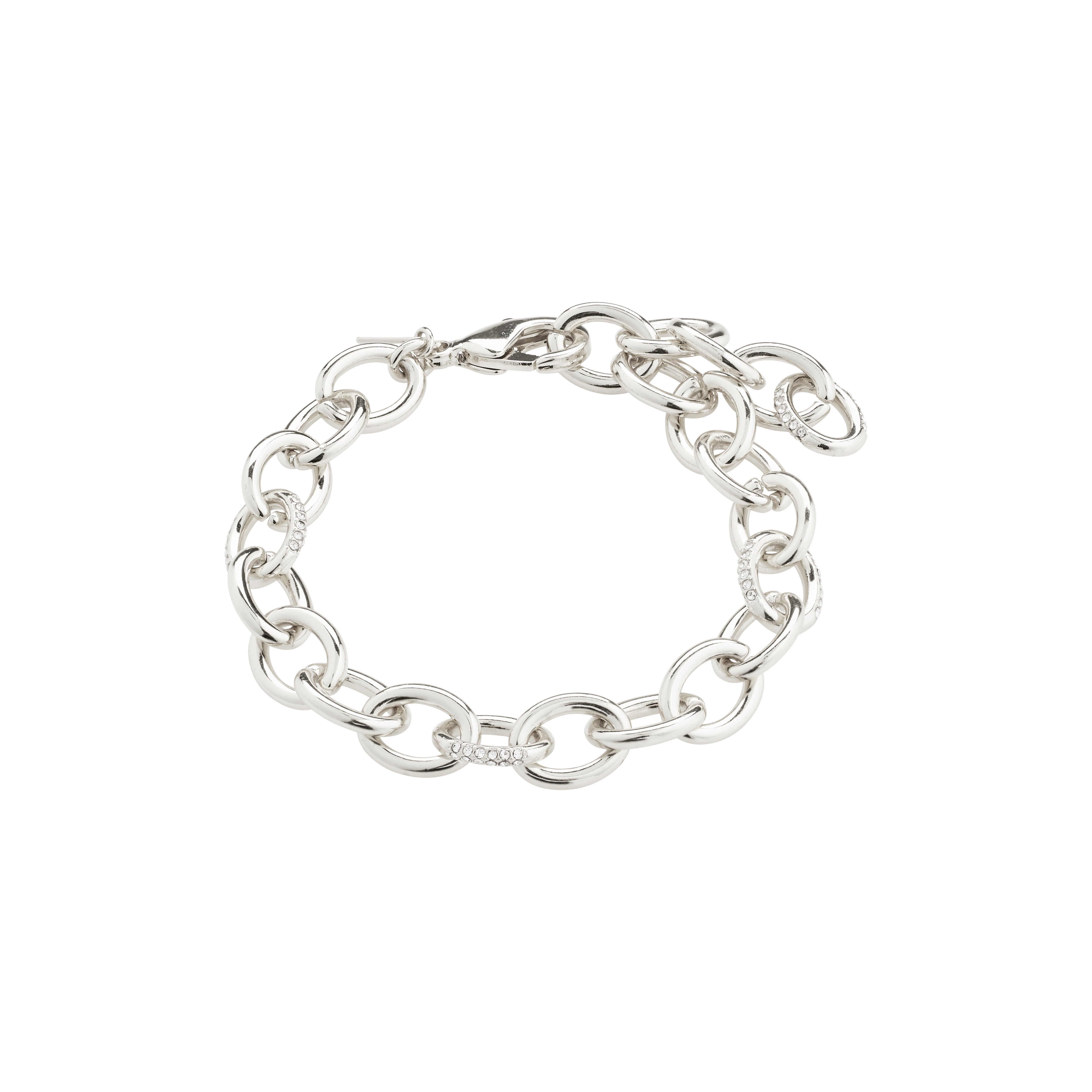 AMIRI bracelet, silver-plated cable chain, adorned with sparkling Preciosa crystals, showcasing an open, fluid design, perfect for enhancing any style.