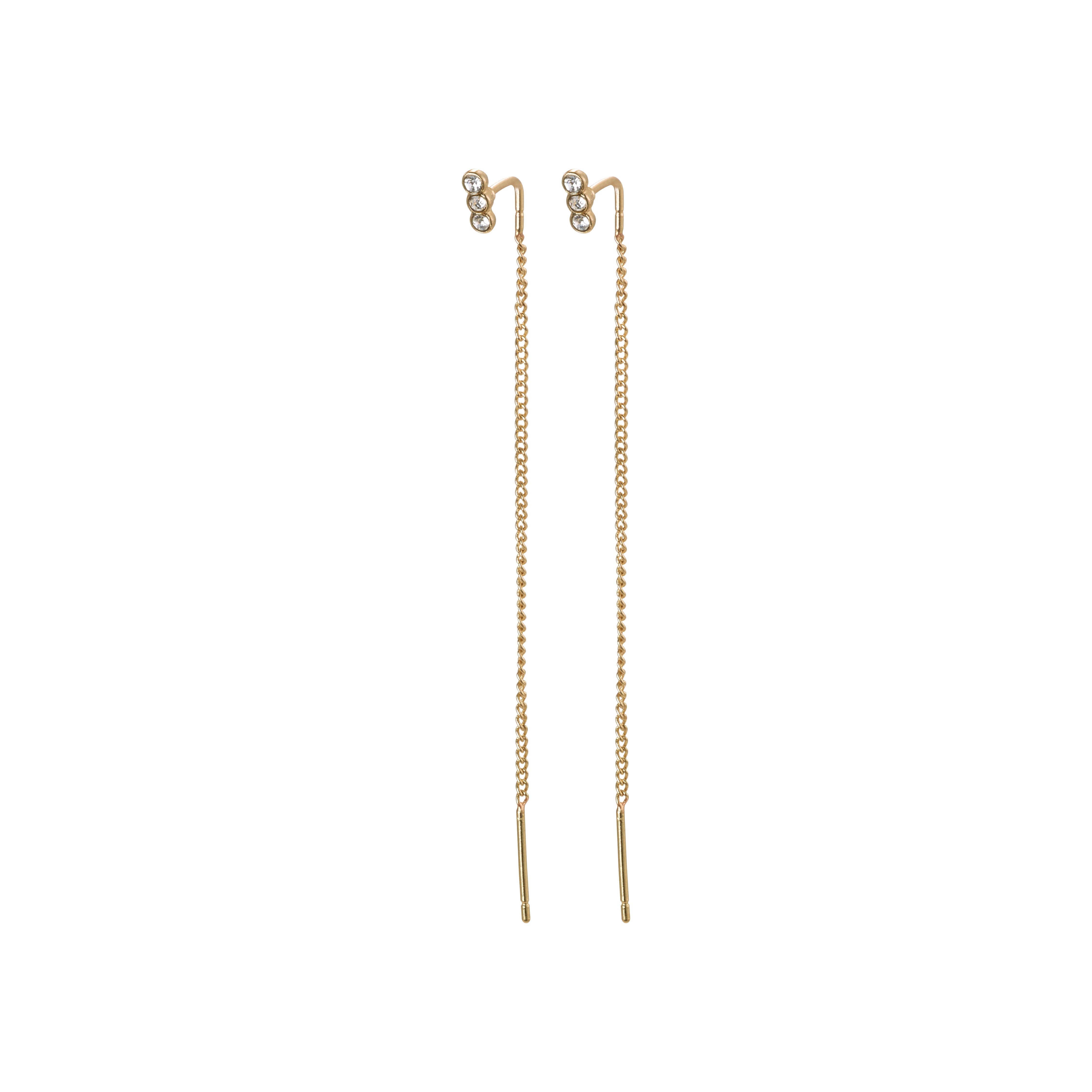 TITIANA crystal earrings gold-plated feature delicate chains with a trio of crystals at the base, creating an elegant, swaying effect when worn.