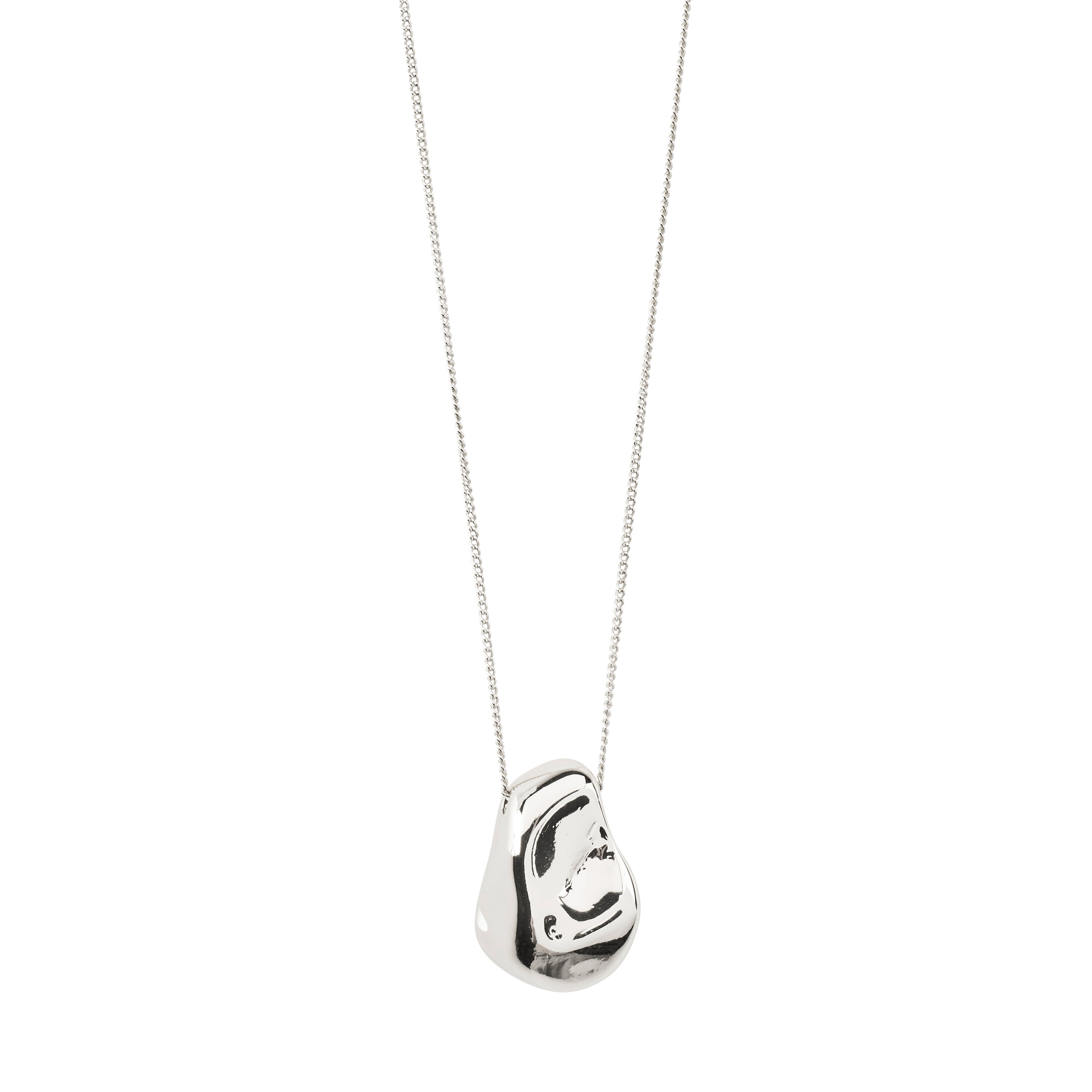 CHANTAL pendant necklace silver-plated, featuring a slim, adjustable chain and a shiny, organically-shaped pendant, showcasing Pilgrim's handcrafted, sustainable design.