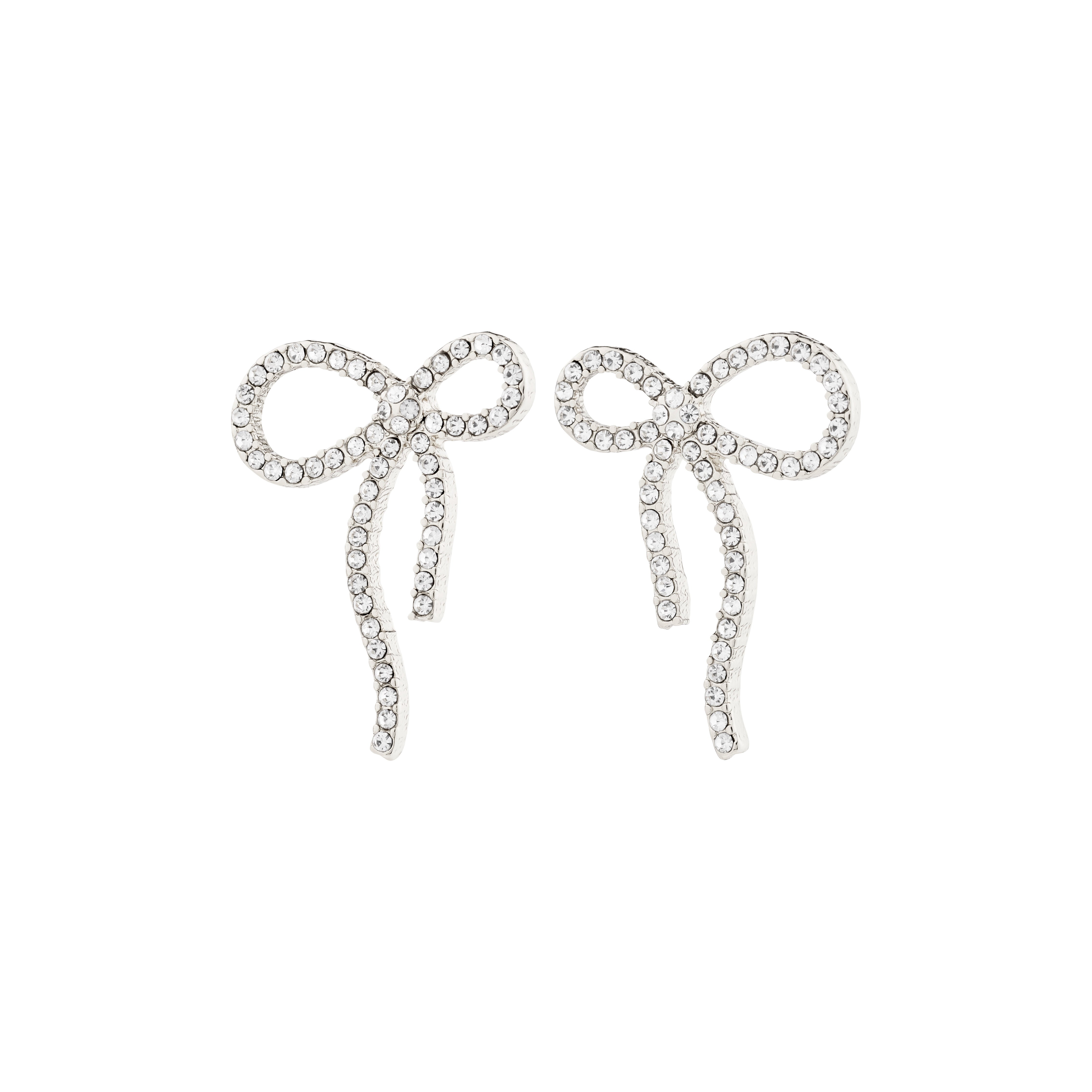JOLANTA silver-plated earrings featuring trendy bow design adorned with sparkling Preciosa crystals, perfect for elevating everyday outfits or adding glam to formal occasions.