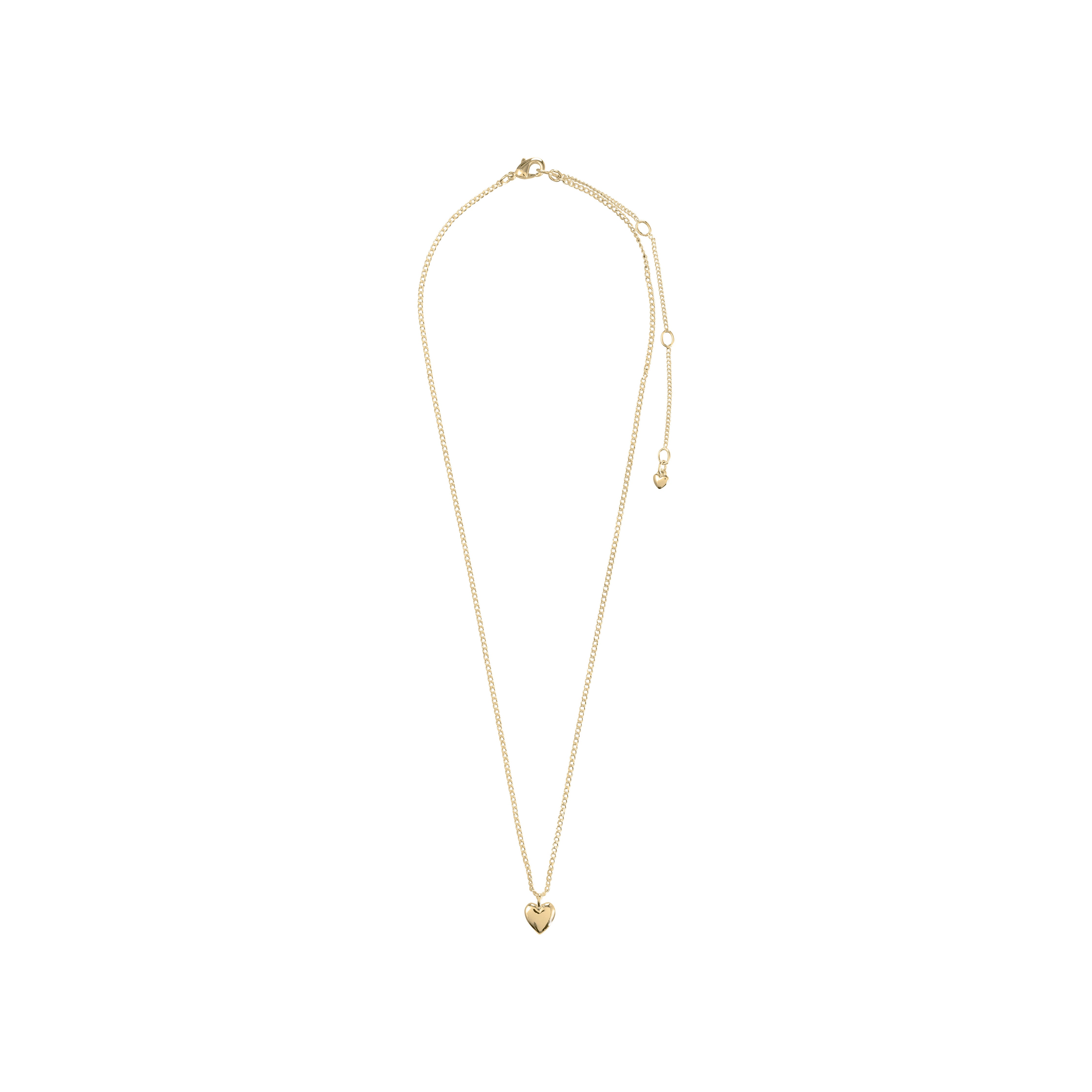 ALAIA gold-plated necklace featuring a delicate heart pendant, perfect for layering or solo wear, crafted from 99% recycled materials for a romantic, sustainable style.