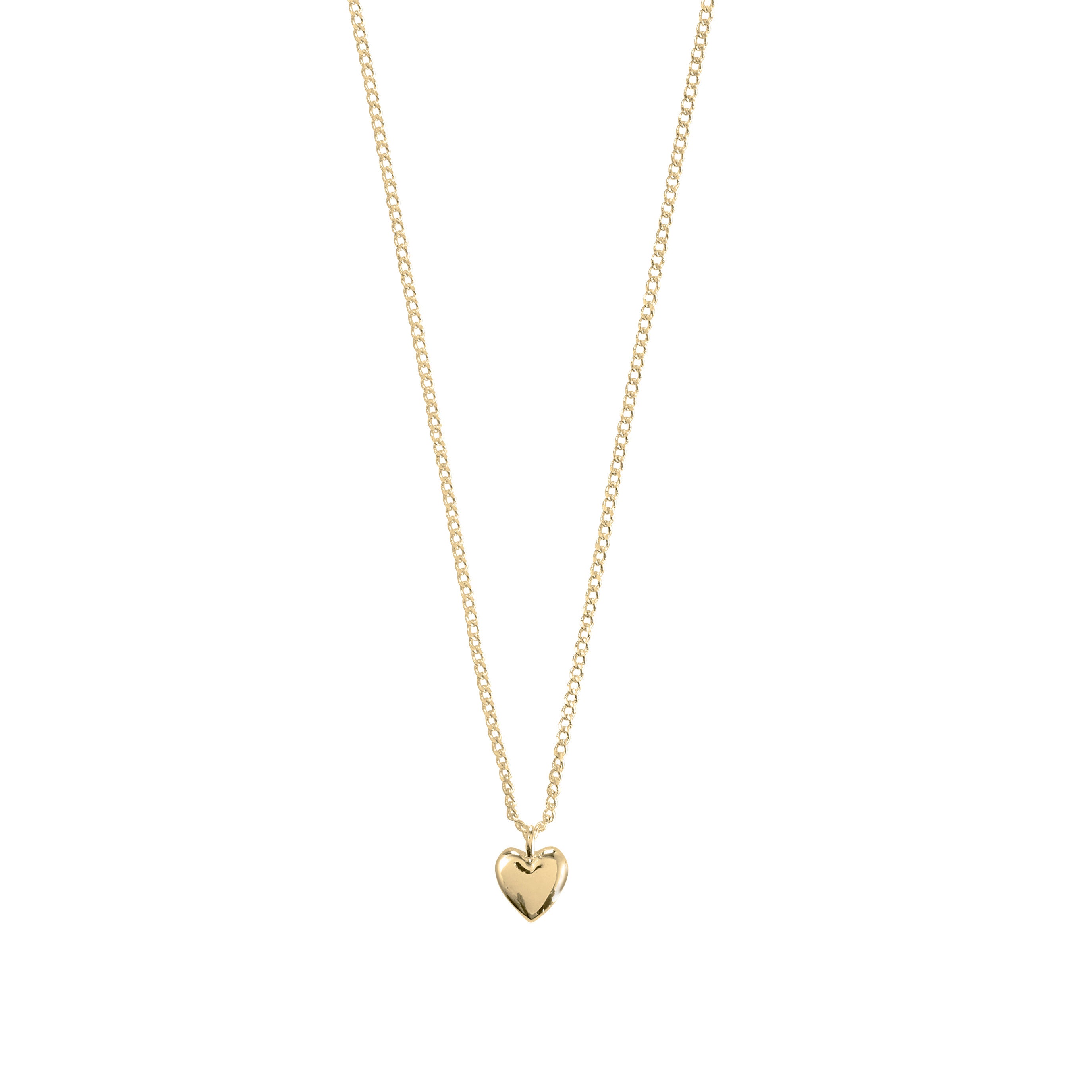 ALAIA necklace gold-plated featuring a petite heart pendant, perfect for a romantic touch. Made from eco-friendly recycled materials, ideal for layering or solo wear.