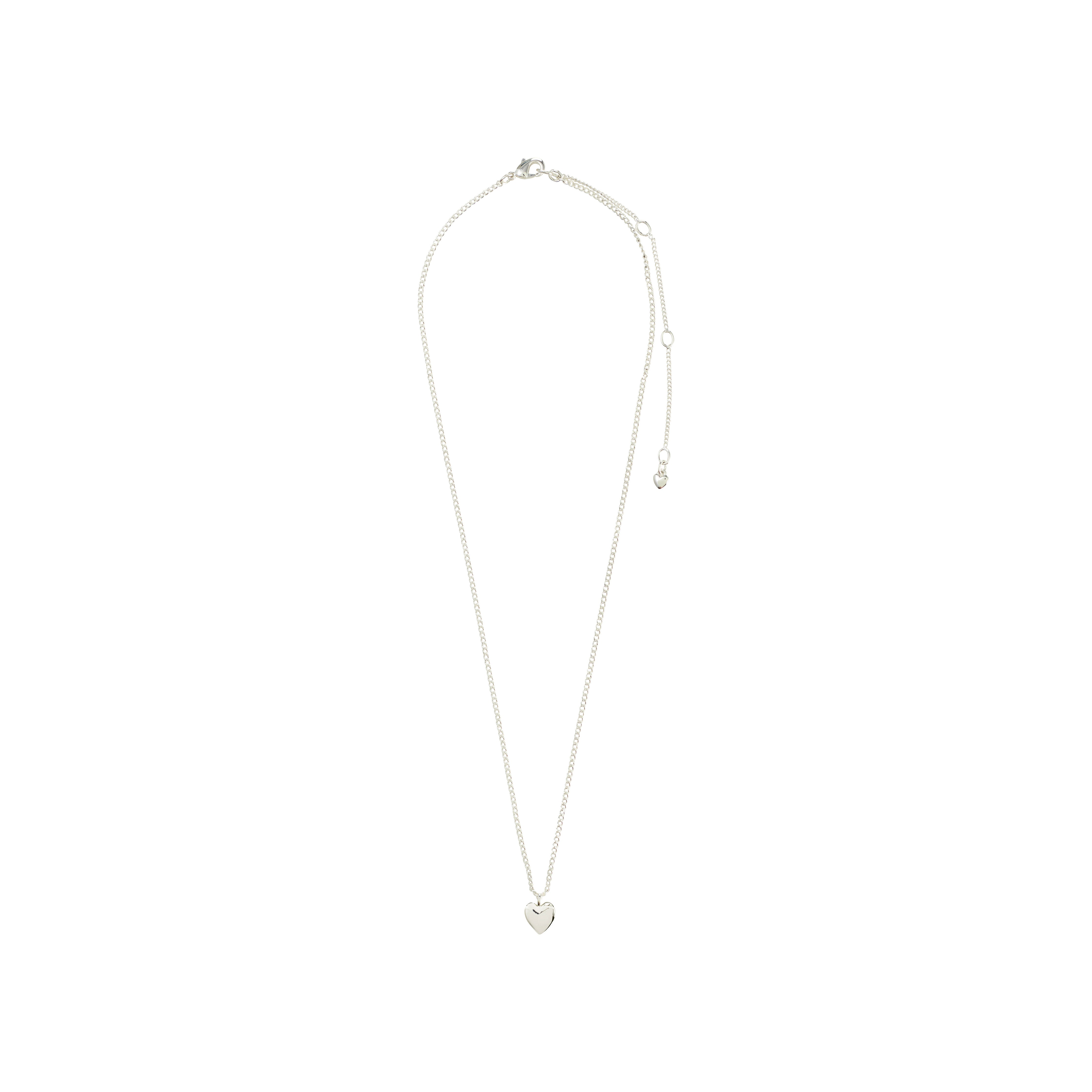 ALAIA necklace silver-plated with a petite heart pendant, crafted from recycled material, offering a romantic, versatile style for layering or standalone wear.