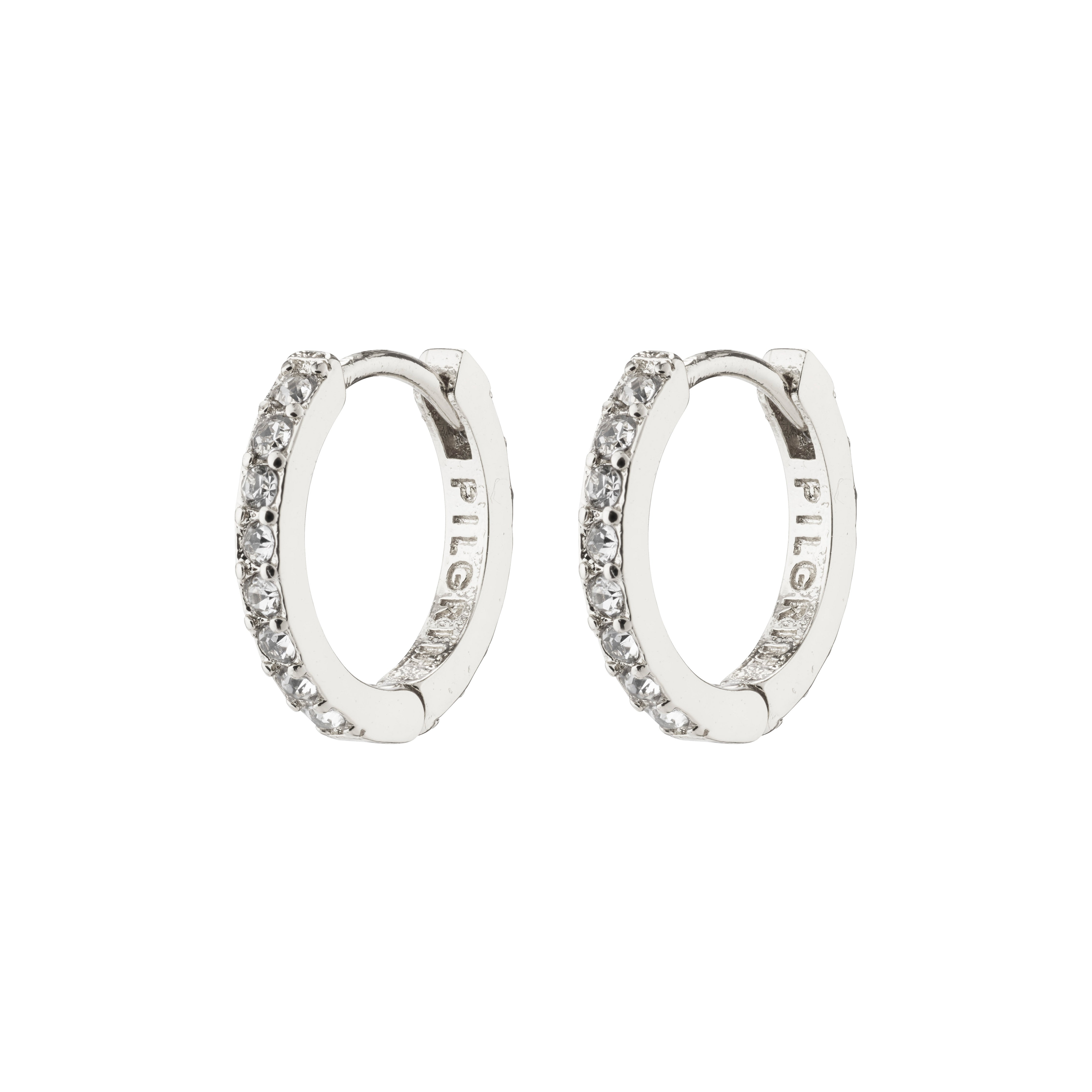 EBNA small crystal hoops silver-plated, featuring silver hoops with Preciosa crystal accents and a smart click lock, ideal for trendy or minimalist looks.