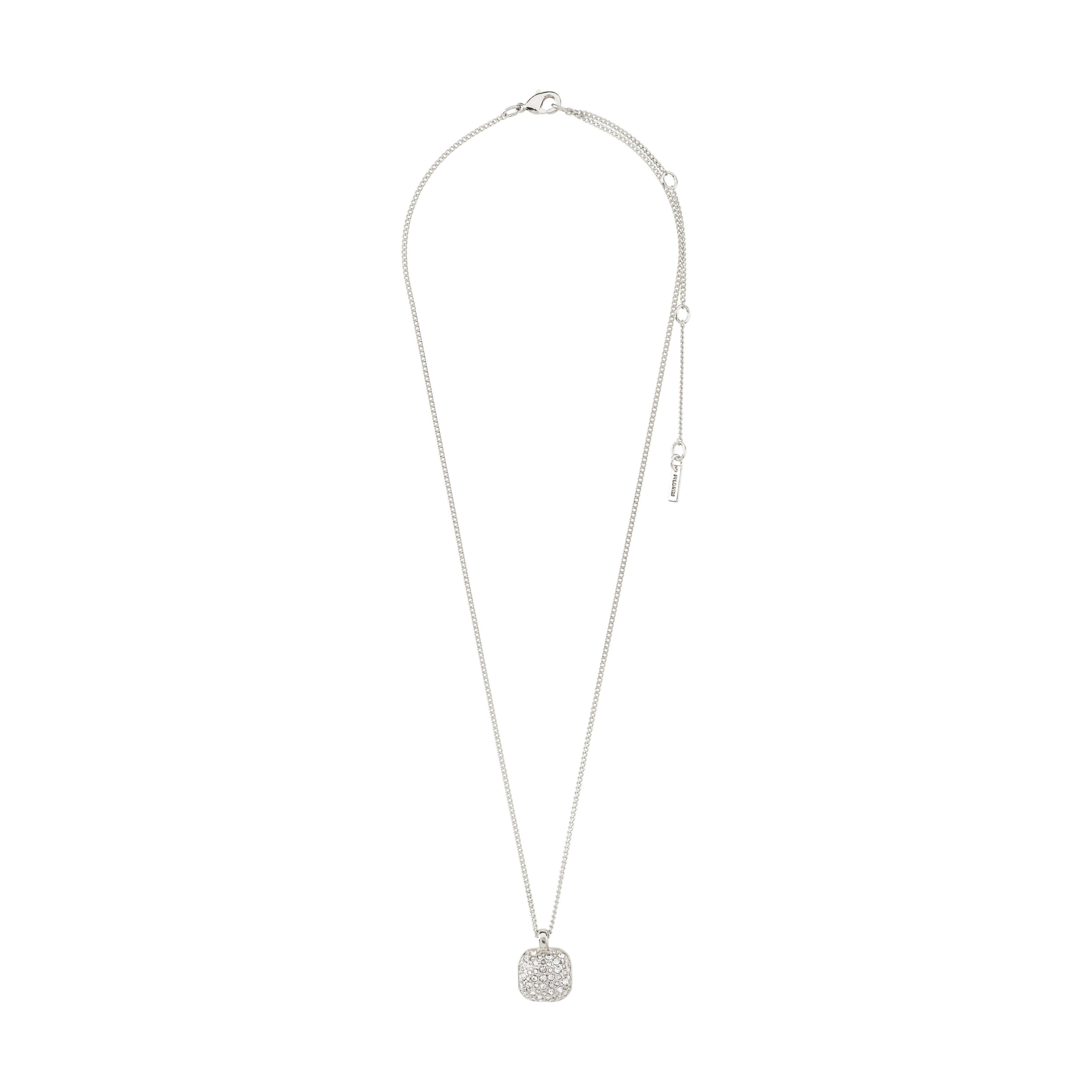 CINDY crystal pendant necklace silver-plated with sparkling Preciosa crystals on a silver chain, showcasing elegance and style from Pilgrim's sustainable jewelry collection.