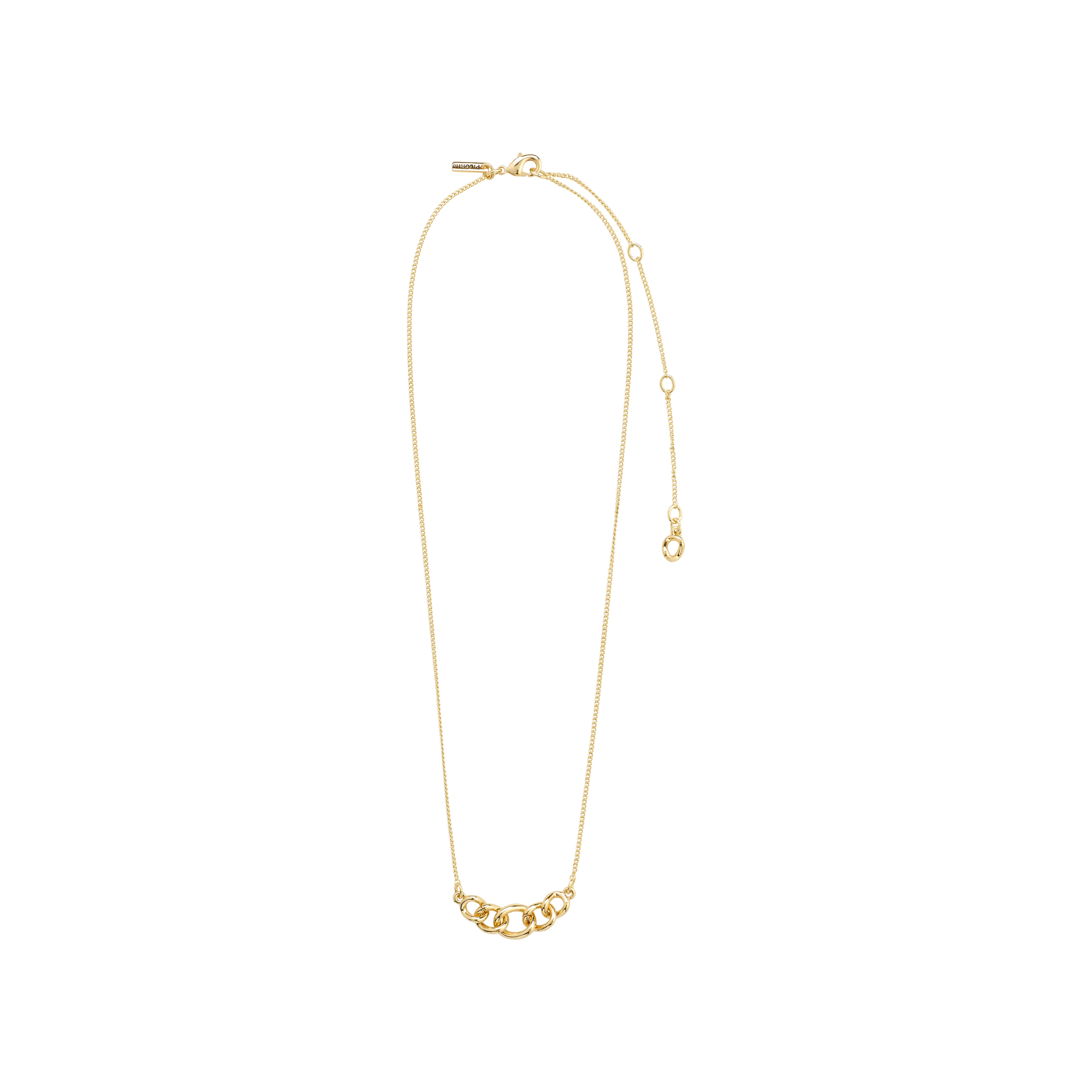 WRENLEY necklace gold-plated, featuring a slim chain and cable pendant with Preciosa crystals; elegant and adjustable, crafted from 96% recycled materials.