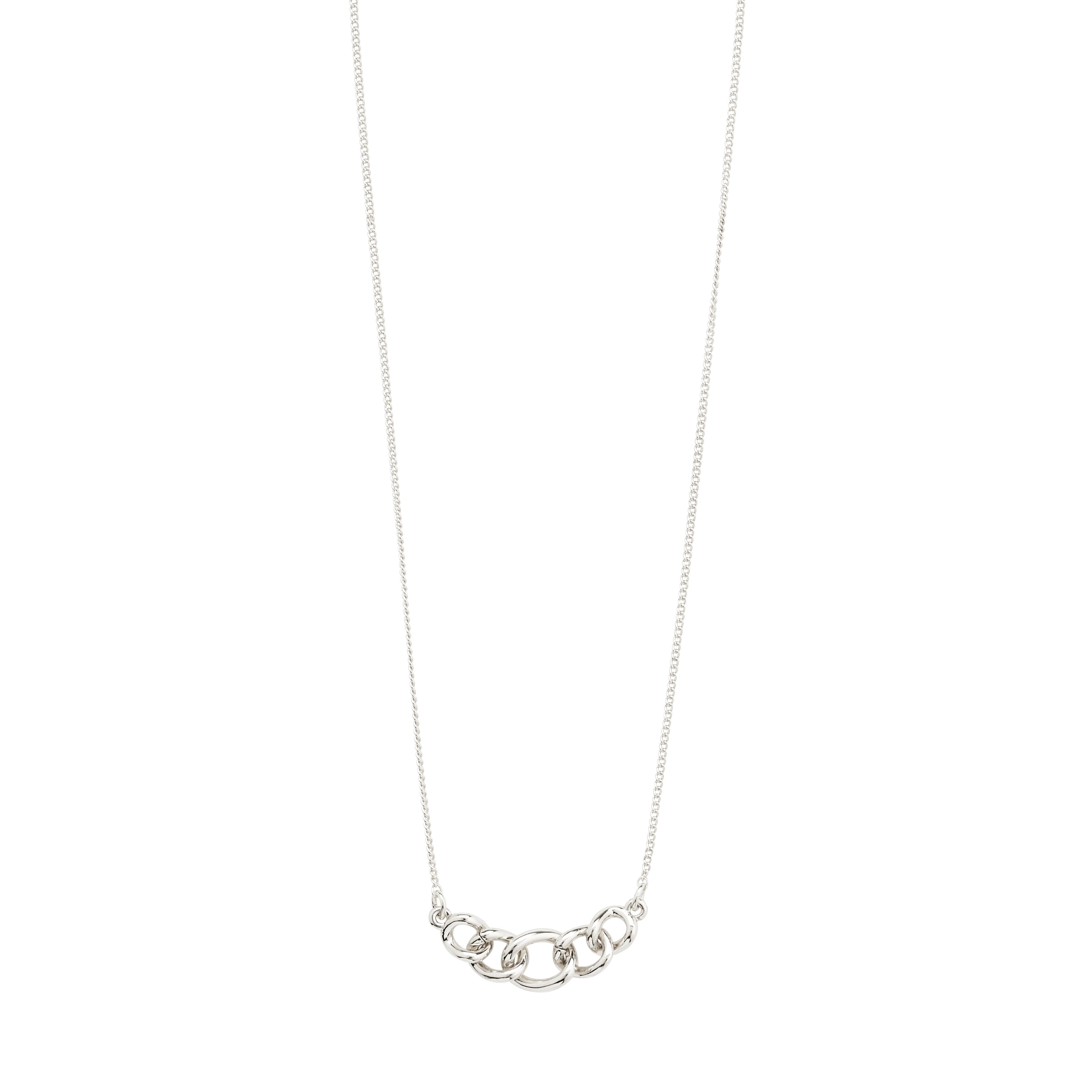 WRENLEY necklace, silver-plated, featuring a slim chain with a cable pendant adorned with small Preciosa crystals for a classy, upscale look.