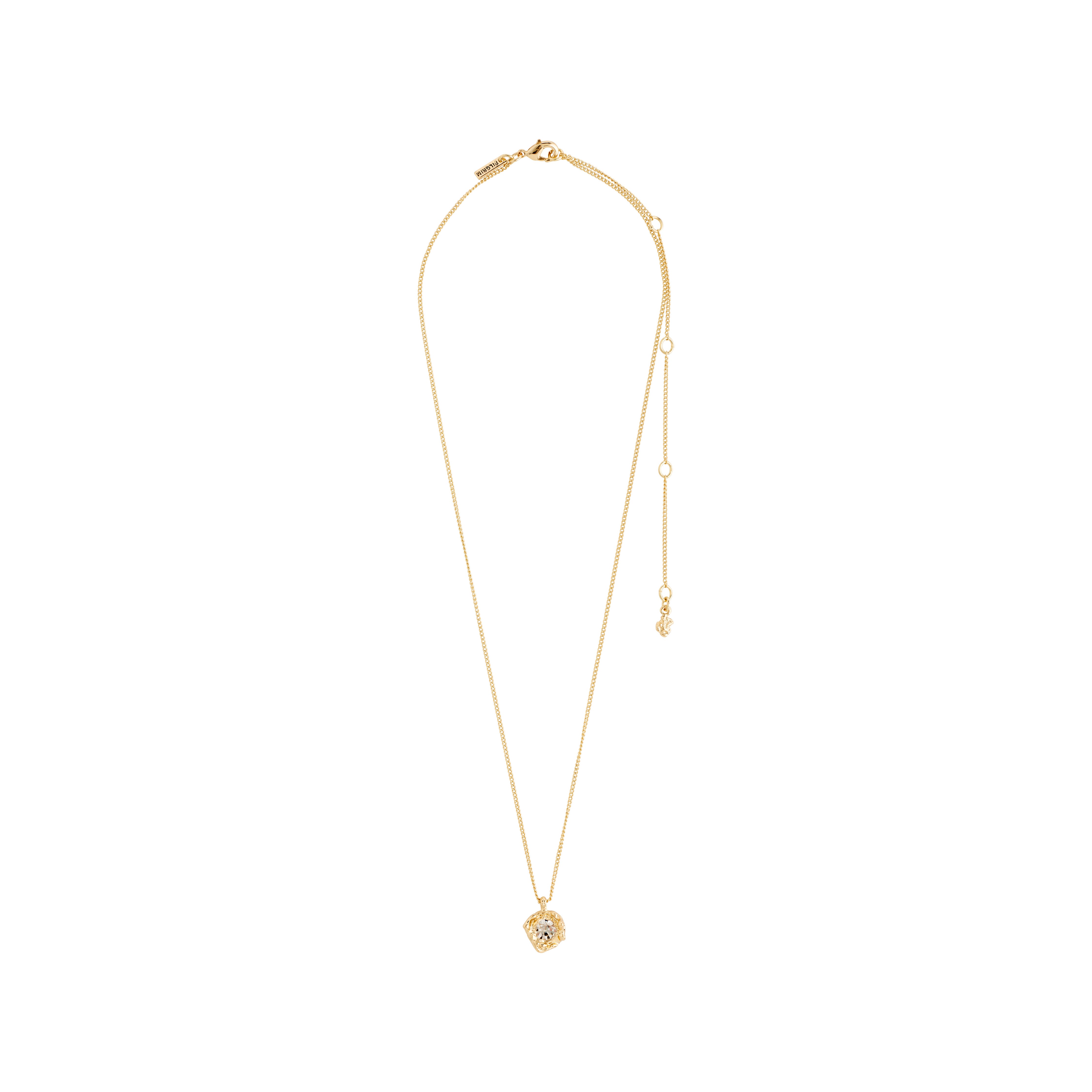CALLUM necklace gold-plated with a large Preciosa crystal pendant, featuring an organic, shiny bezel on a 40 cm chain with 12 cm extension.