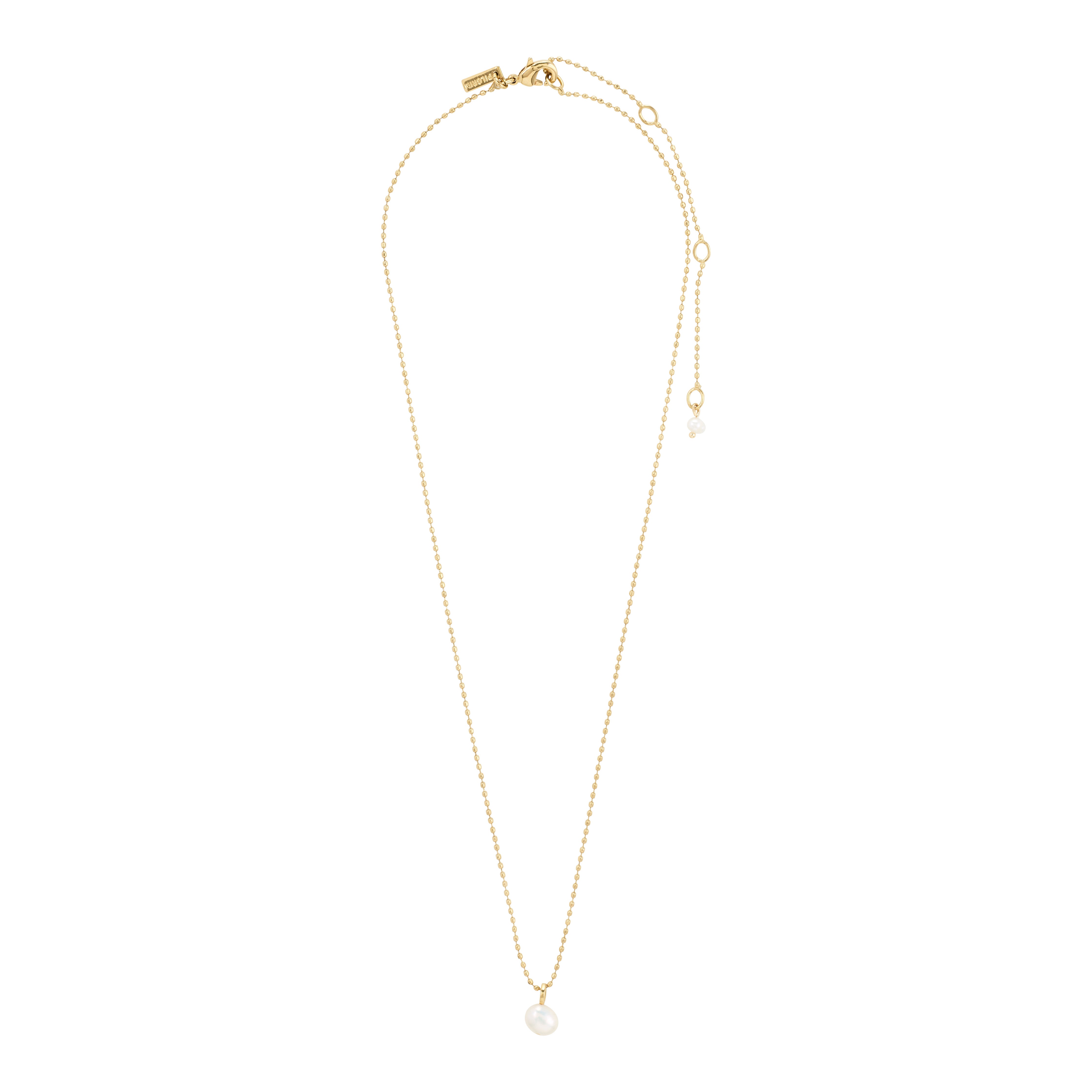 HADLEY necklace gold-plated features a delicate bead chain with a freshwater pearl pendant, offering timeless elegance and versatility.