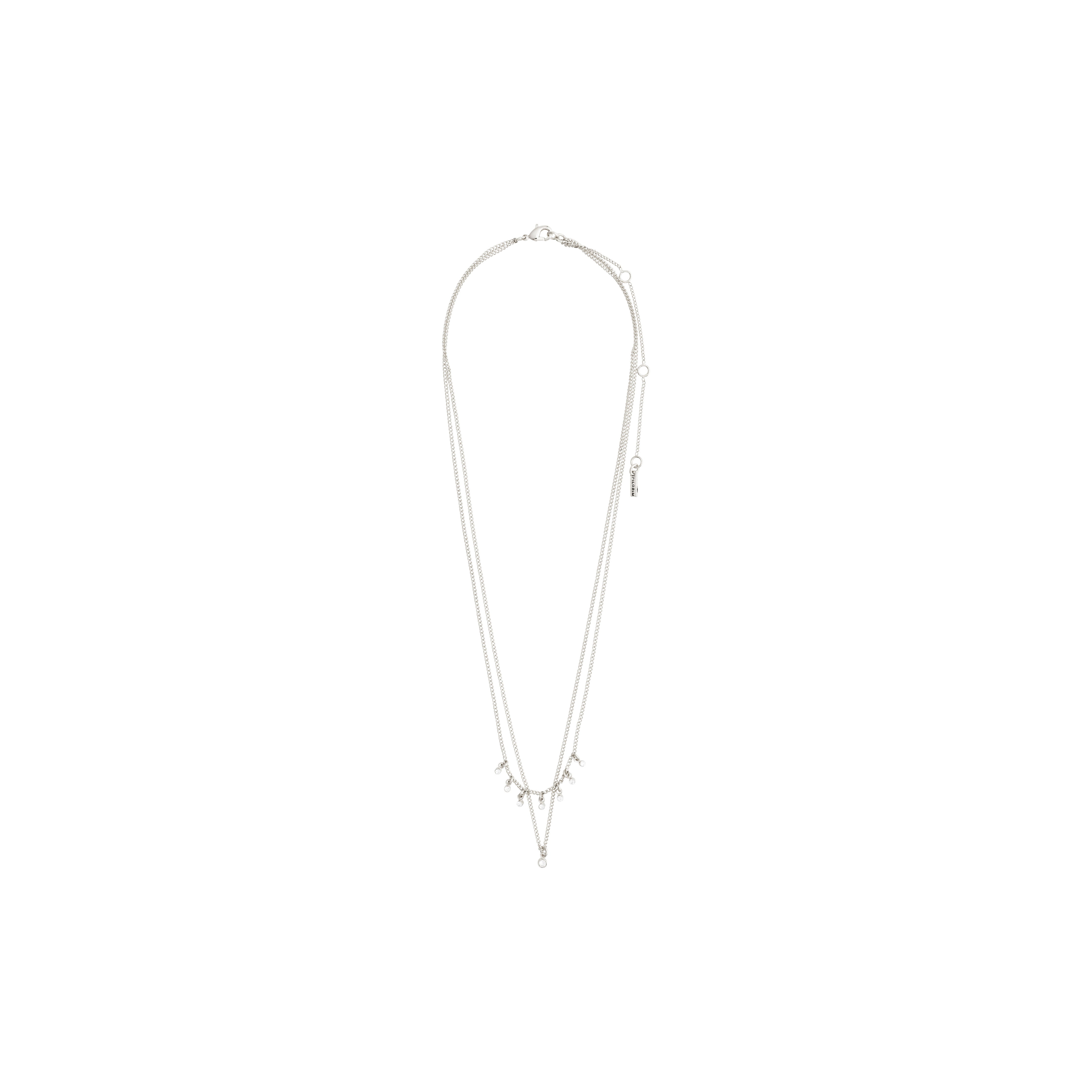 SIA crystal chain 2-in-1 silver-plated necklace featuring a triangle pendant design with Preciosa crystals on a slender, recycled silver chain.