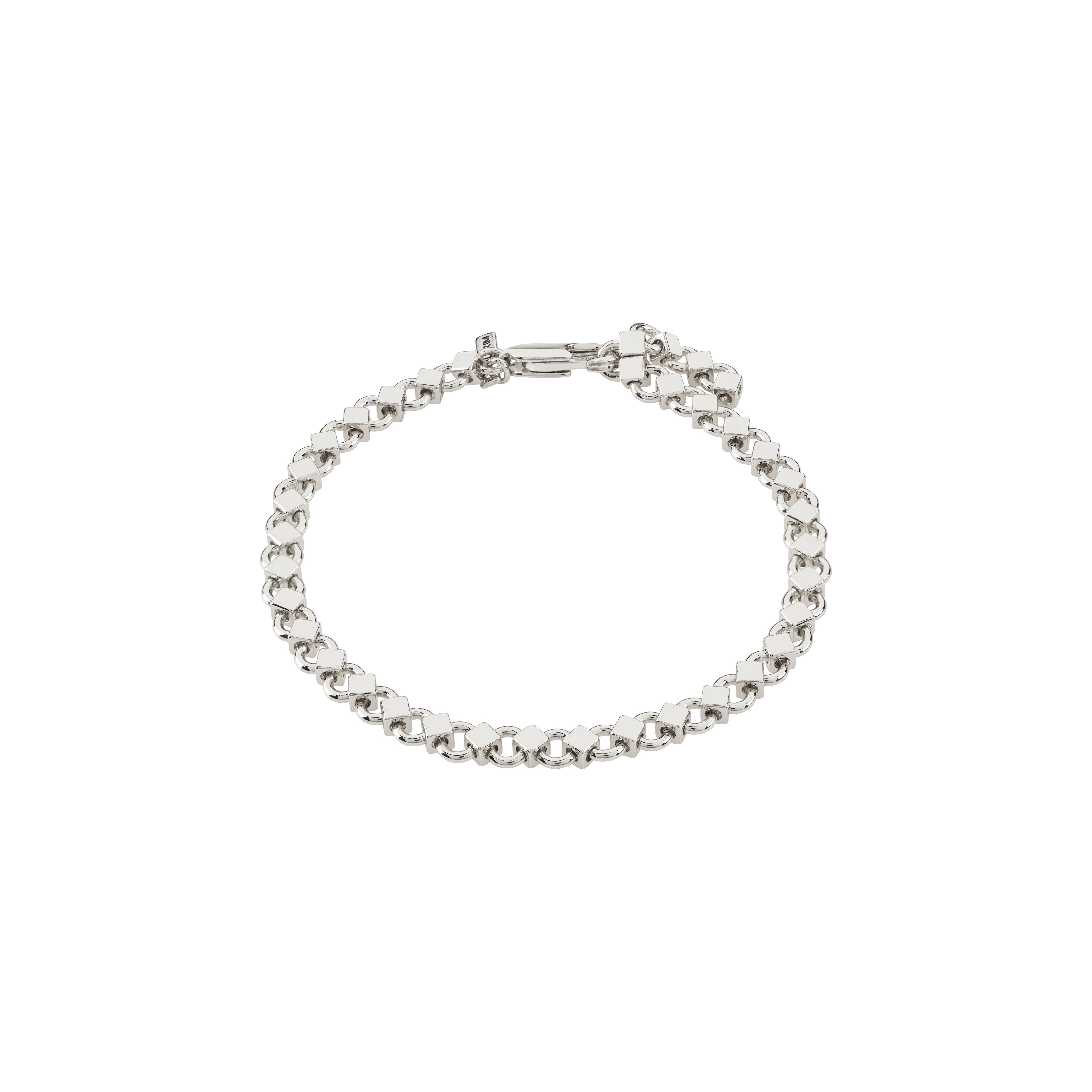 DESIREE silver-plated bracelet featuring square links and diamond accents, a versatile fashion accessory made from 99% recycled material, perfect for everyday and glam styles.