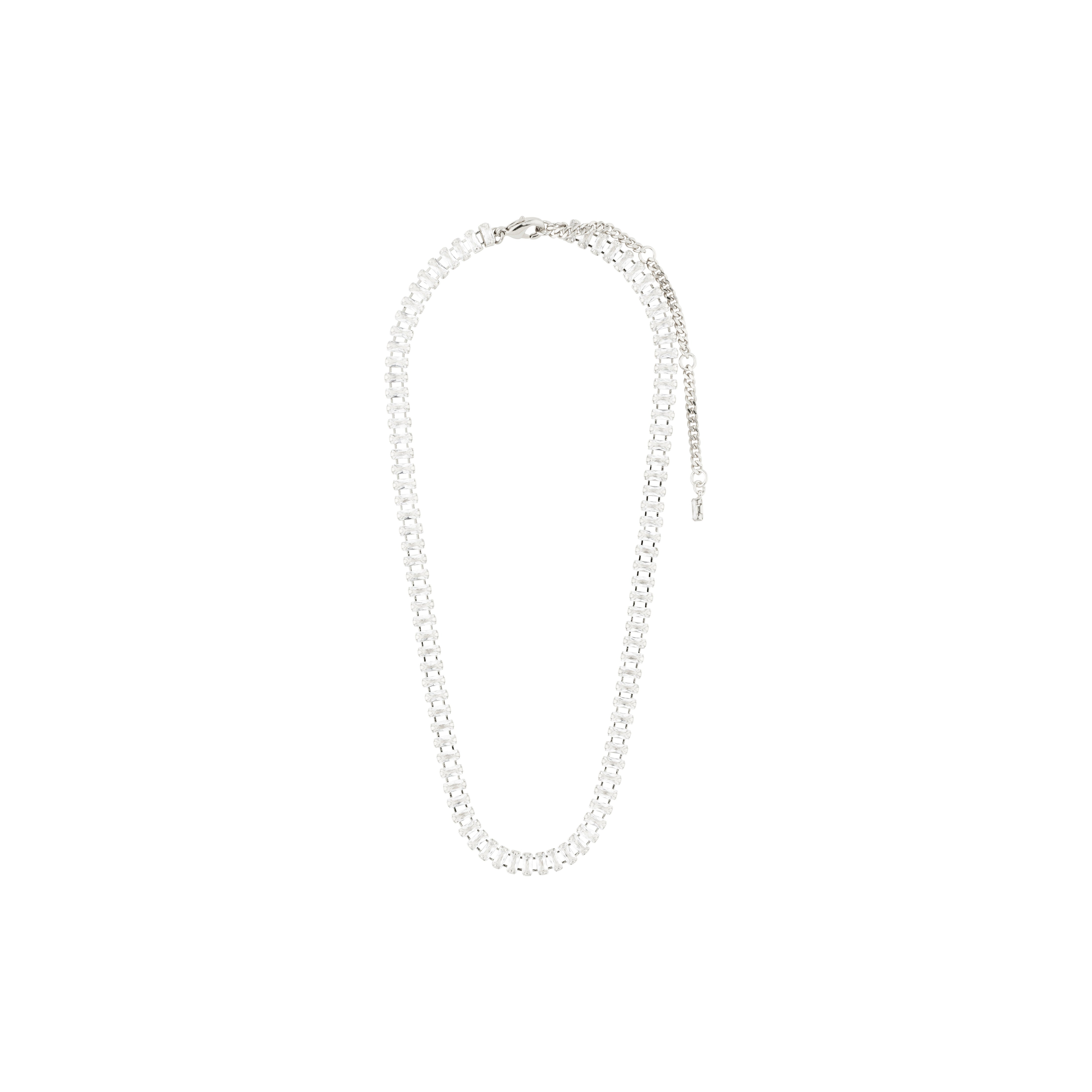 RUE necklace, silver-plated chain, ideal for parties, adjustable 38 cm + 9 cm extension, perfect for adding sparkle and glamour to any outfit.