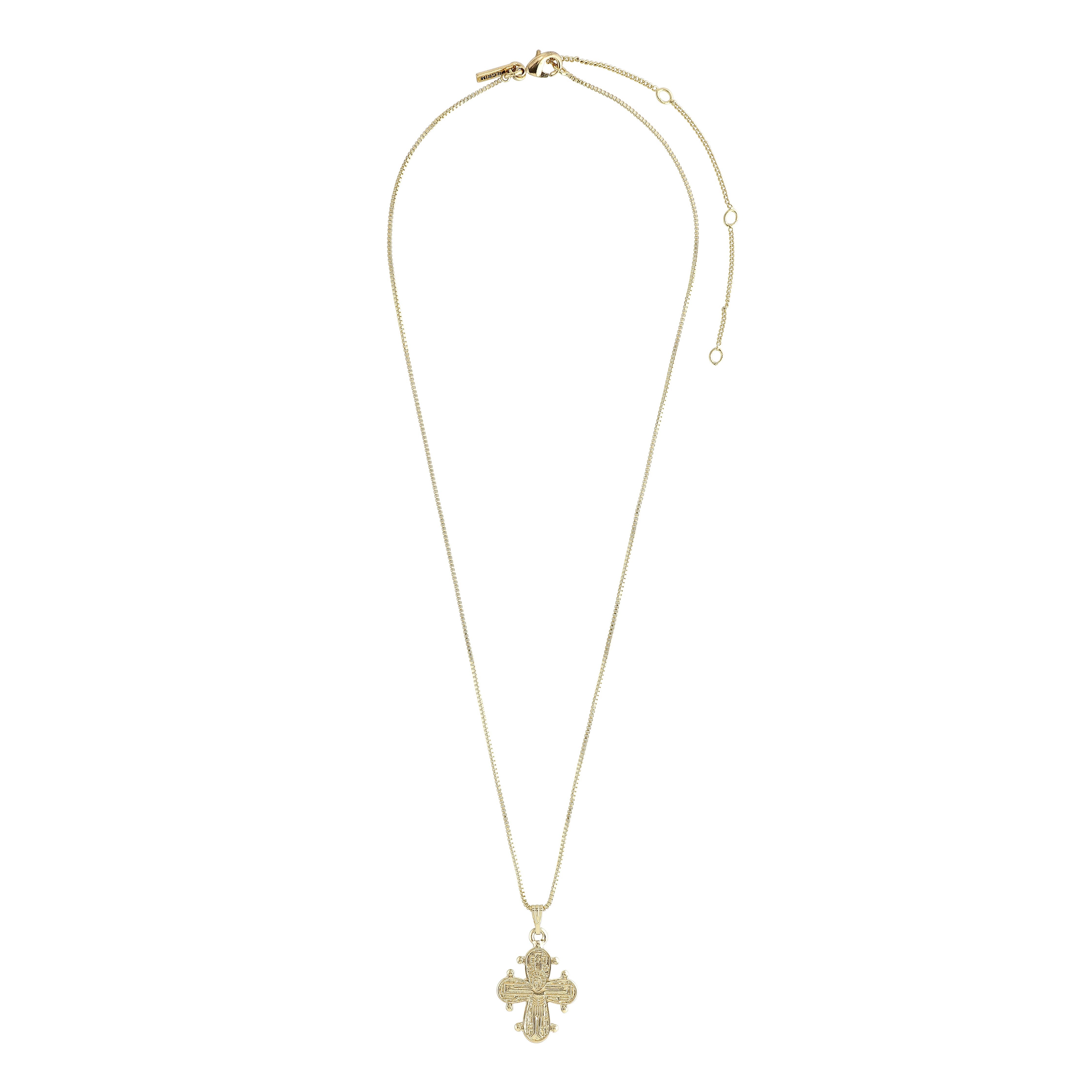 DAGMAR pendant necklace gold-plated, featuring a classic cross pendant on a delicate gold chain, inspired by Denmark's cherished national jewel.