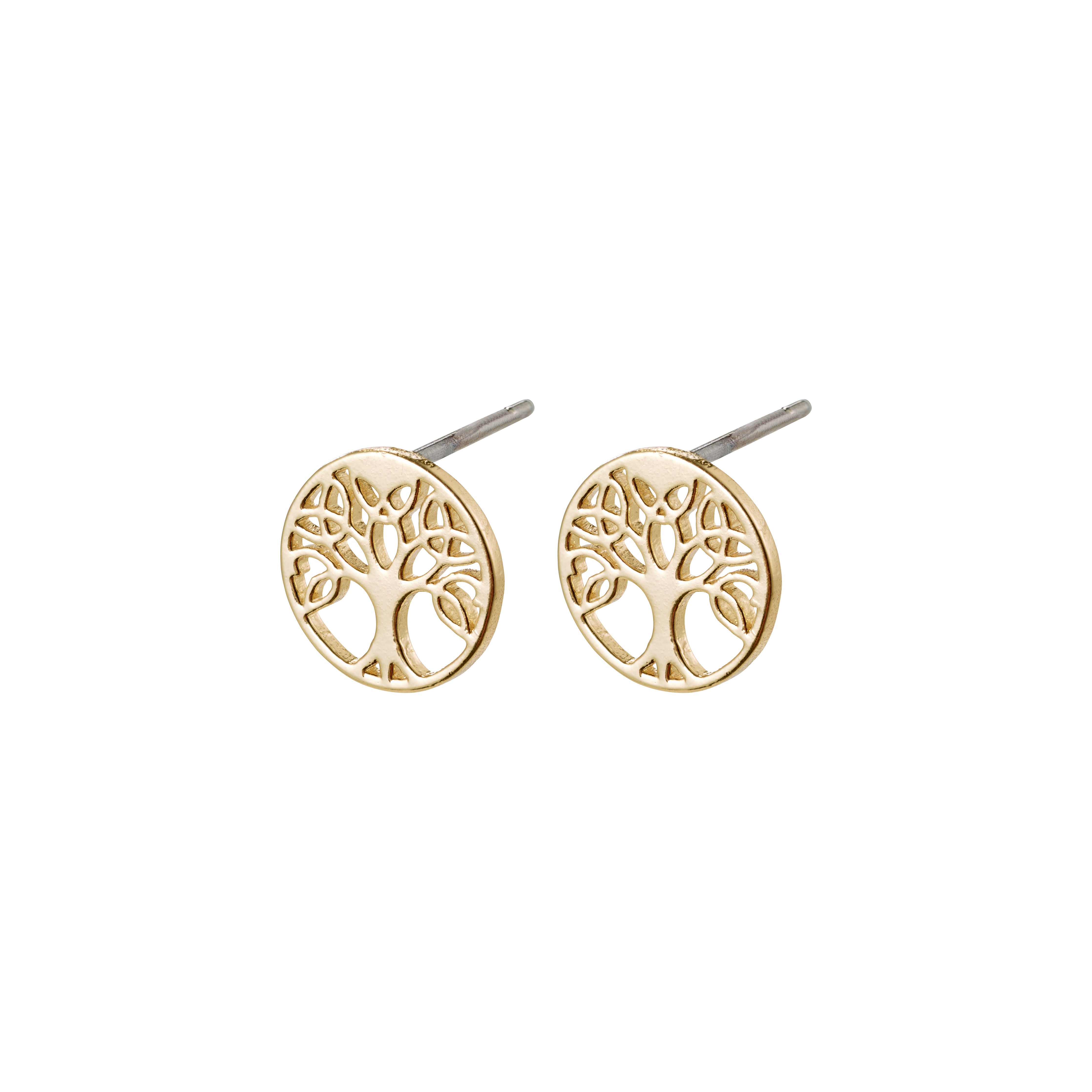Gold-plated GEORGINA earstuds featuring a Tree of Life design, symbolizing strength and growth, perfect for adding a subtle statement to your style.